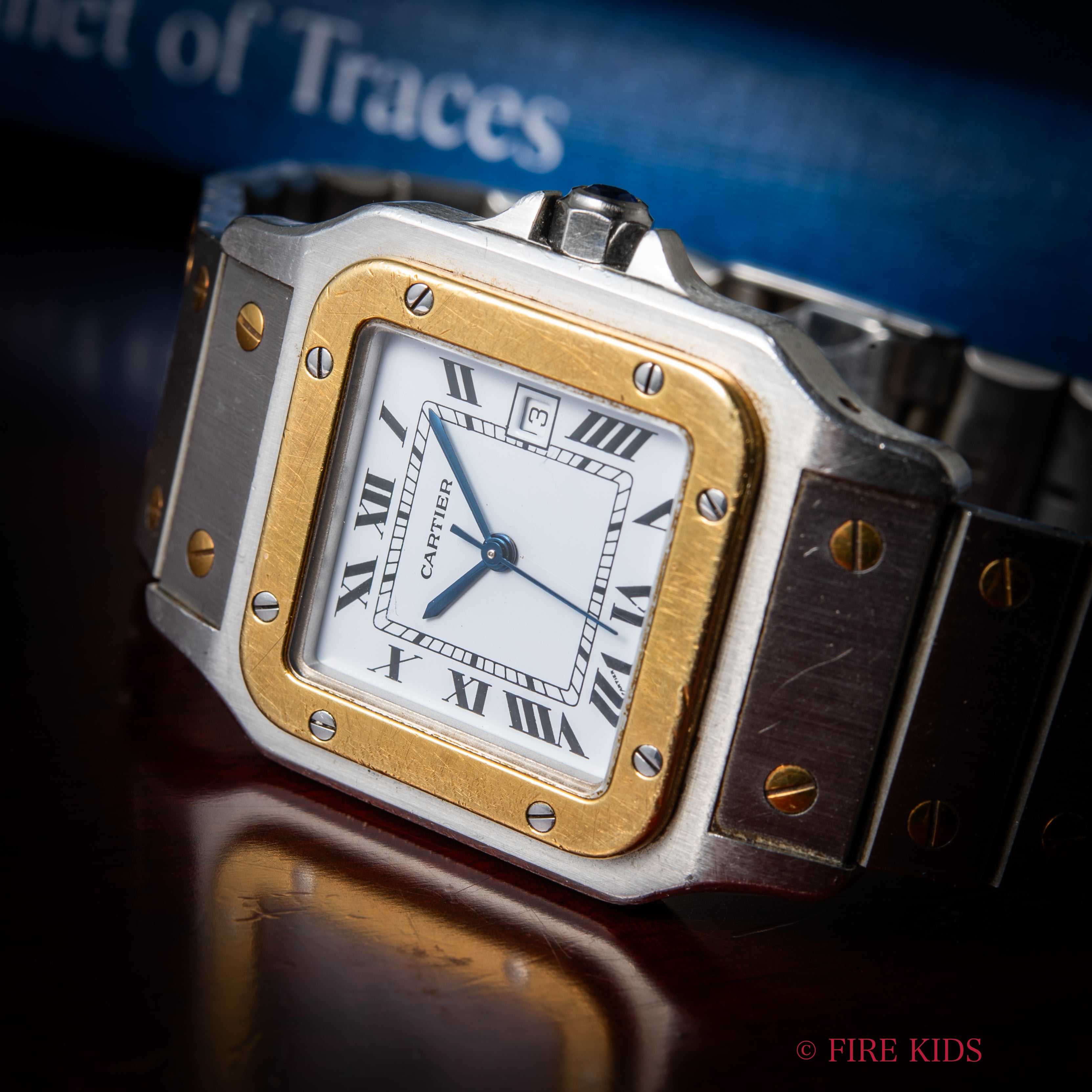 カルティエ サントス LMサイズ コンビ 自動巻き 1980年代製 ホワイトローマン