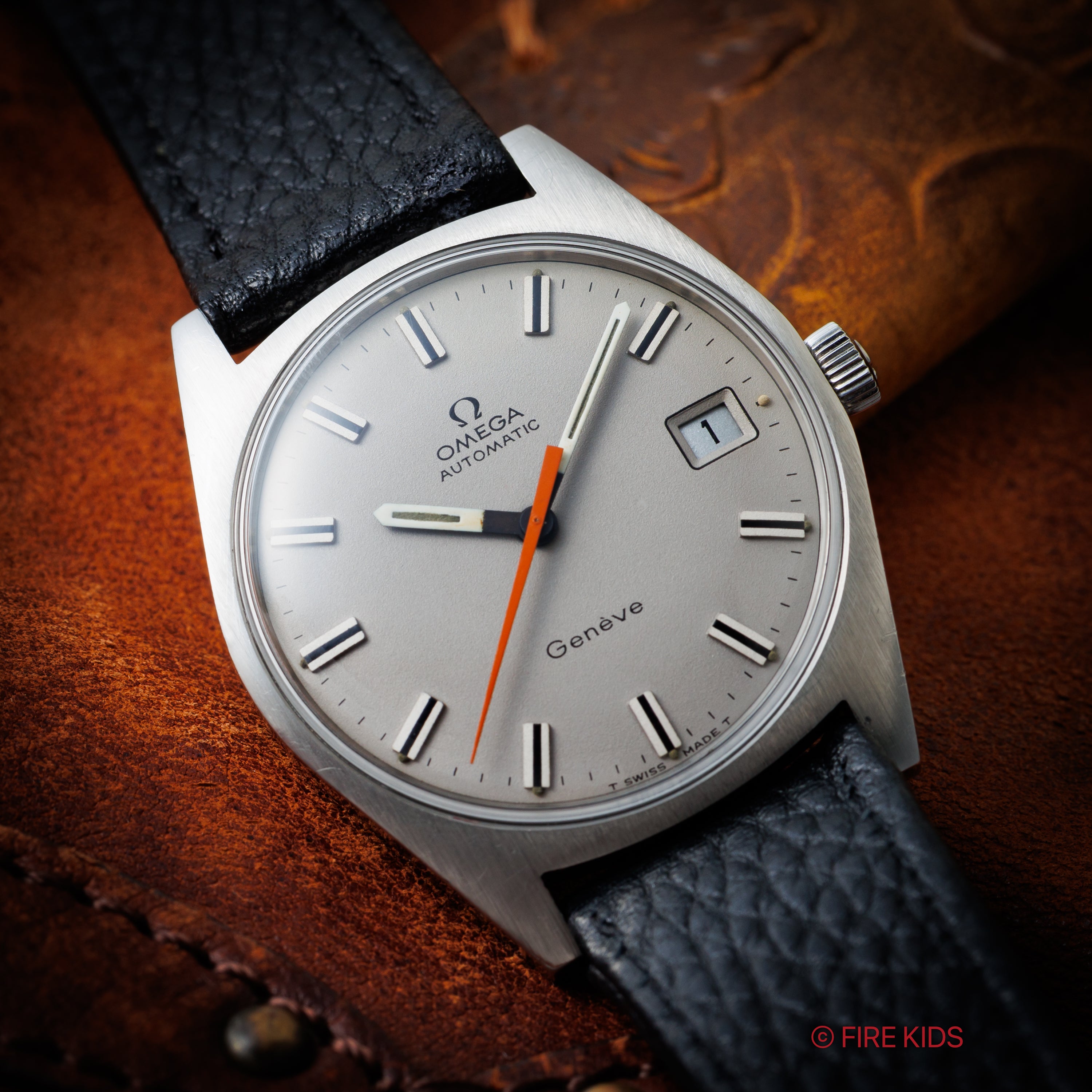 オメガ ジュネーブ 1968年製 Ref.166041 自動巻き グレーダイヤル オレンジ秒針