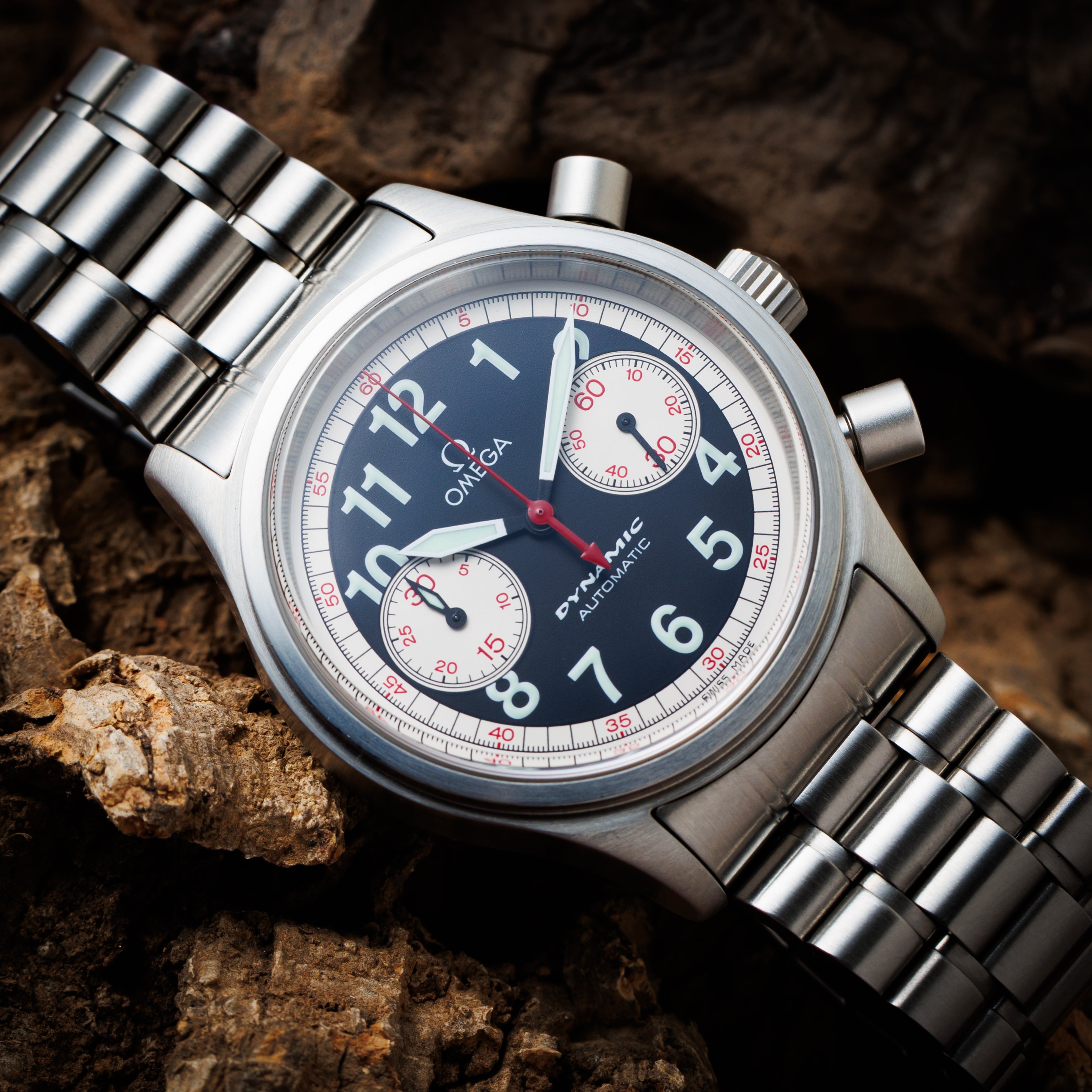 オメガ ダイナミッククロノ タルガフローリオ 1973本限定	自動巻き 1999年製 箱、ギャラ付き