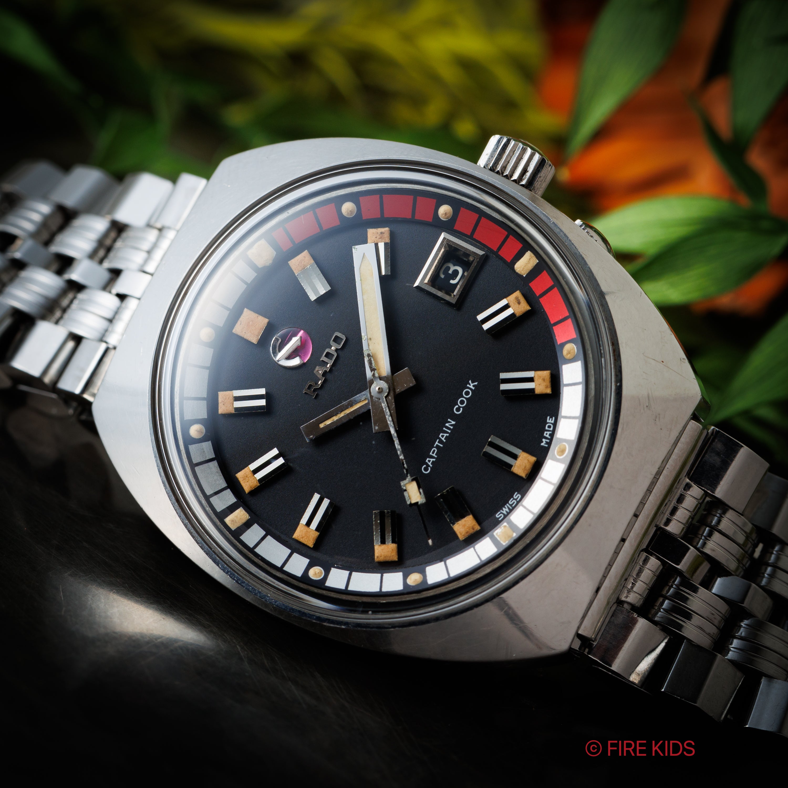 ラドー キャプテンクック 1960年代製 インナー回転ベゼル 自動巻 純正ステンレスブレス