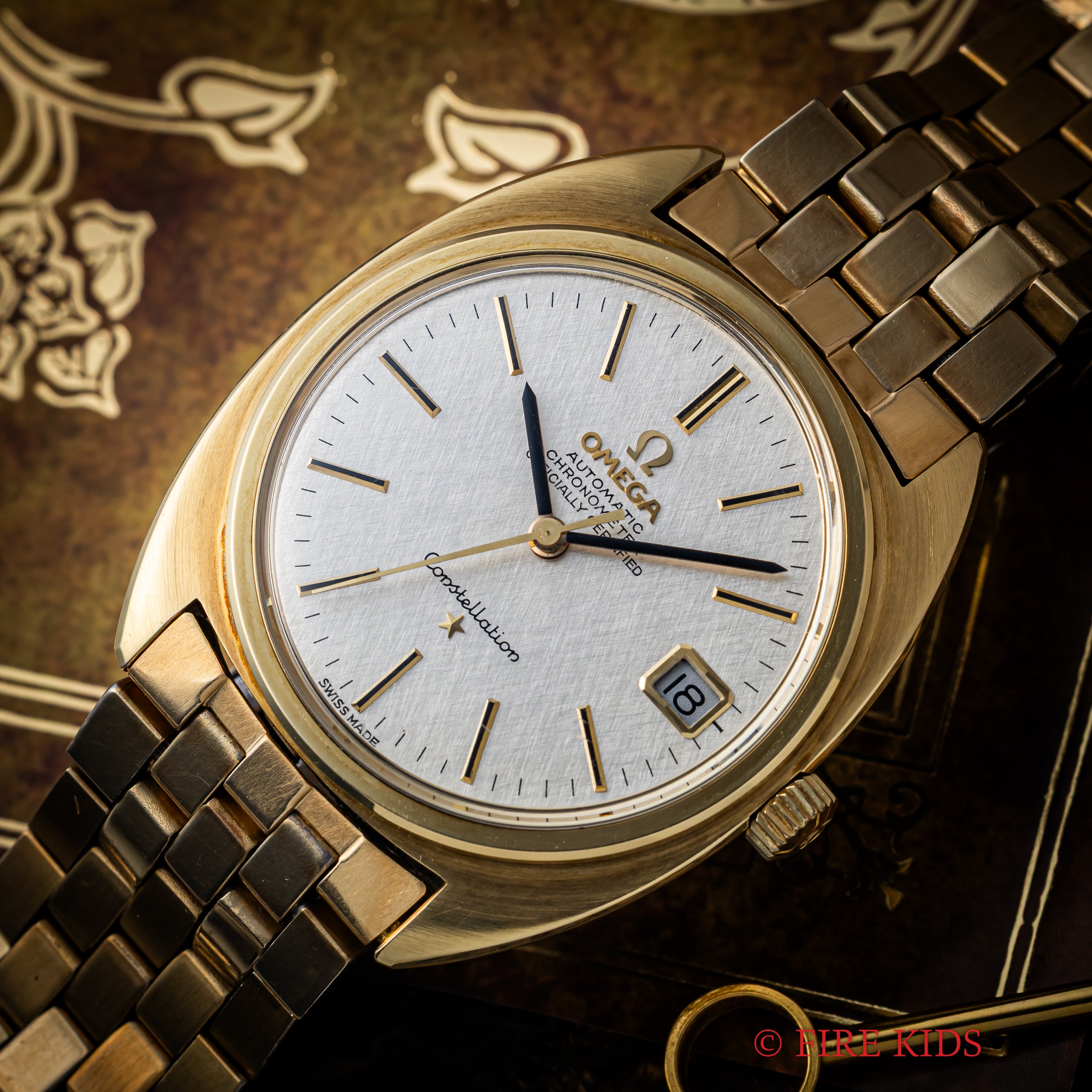 オメガ コンステレーション トップゴールド 1968年製 ジェンタデザイン Ref.168.017SP 純正ブレスレット付