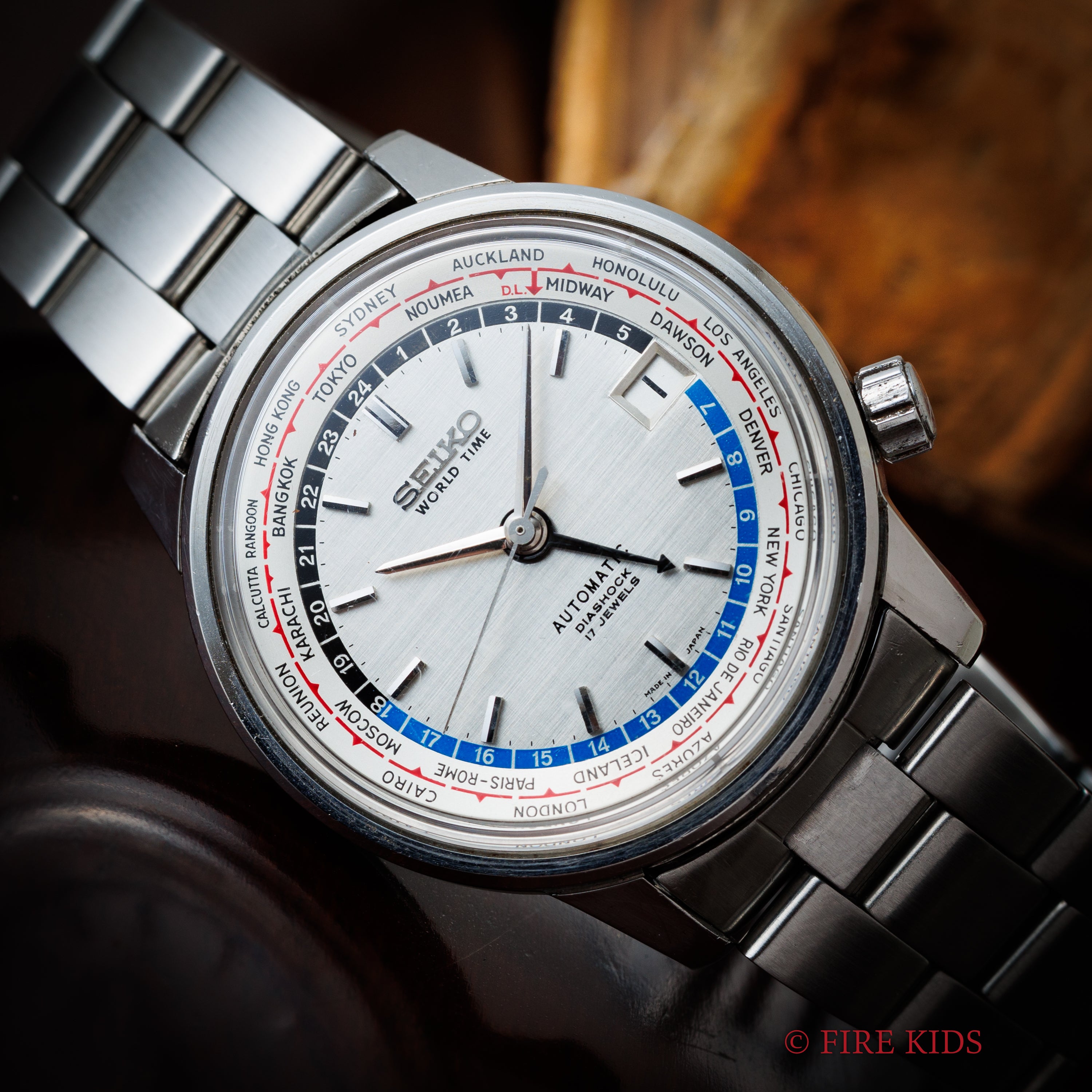 セイコー ワールドタイム1st 1964年製 自動巻き Ref.6217-7000 聖火マーク 社外ステンレスブレス
