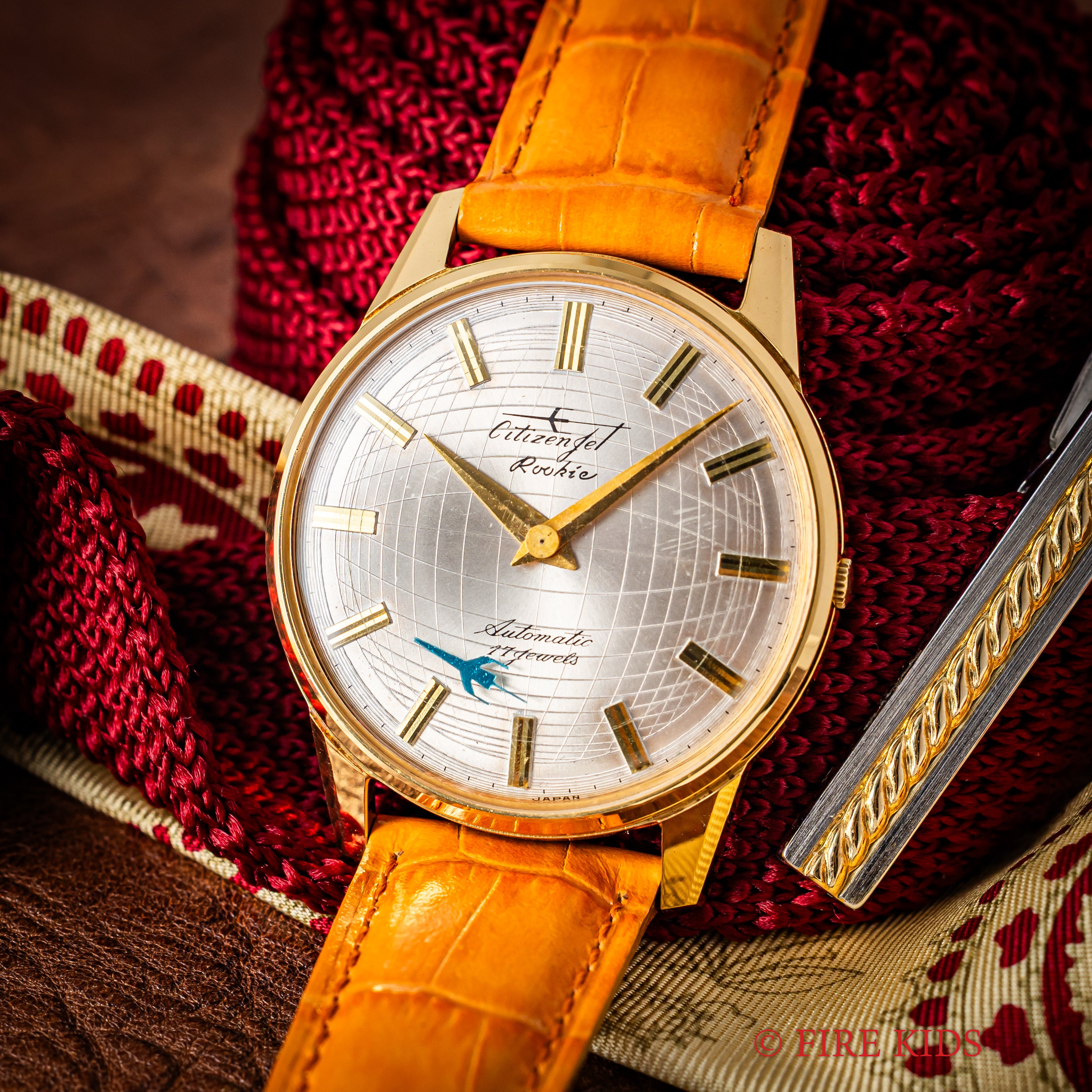 シチズン	ジェット ルーキー 飛行機針 1966年製 未使用美品 ジェットローター自動巻き 地球儀文字盤