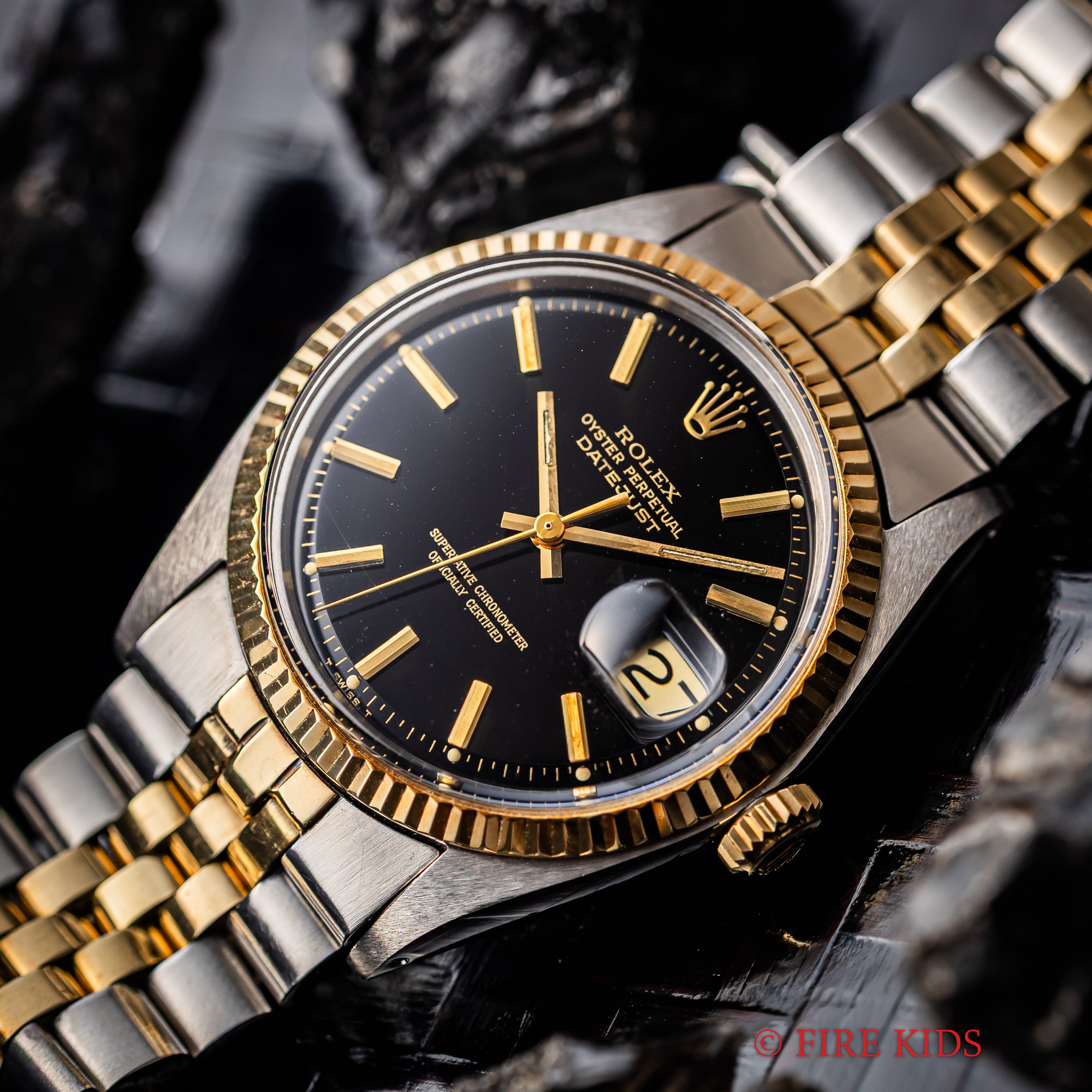 ロレックス デイトジャスト コンビ 1971年製 Ref.1601/3 ブラックダイヤル 国際