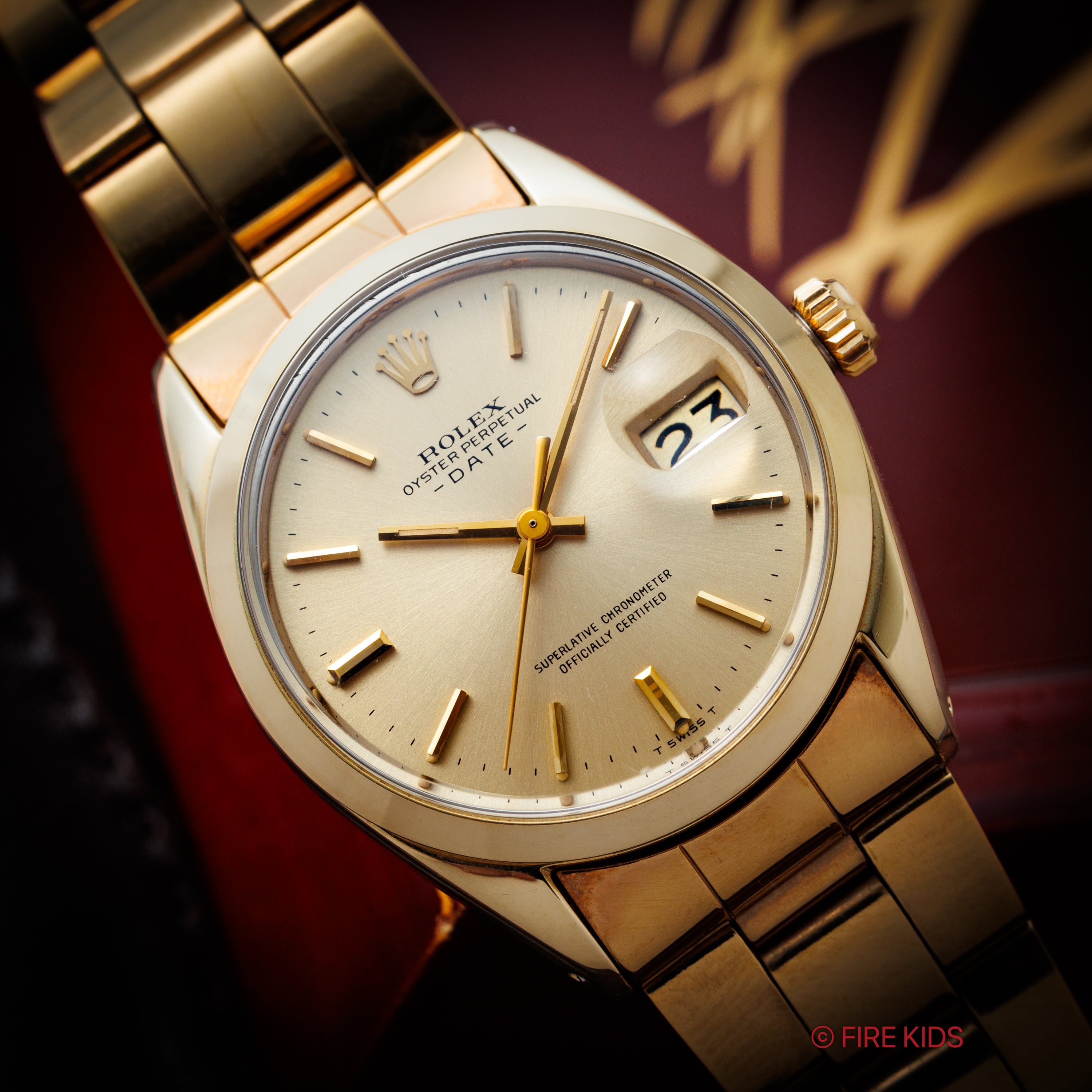 ロレックス 1970年製 オイスターパーペチュアルデイト Ref.1550 金張りケース Cal.1570 純正ブレス付き