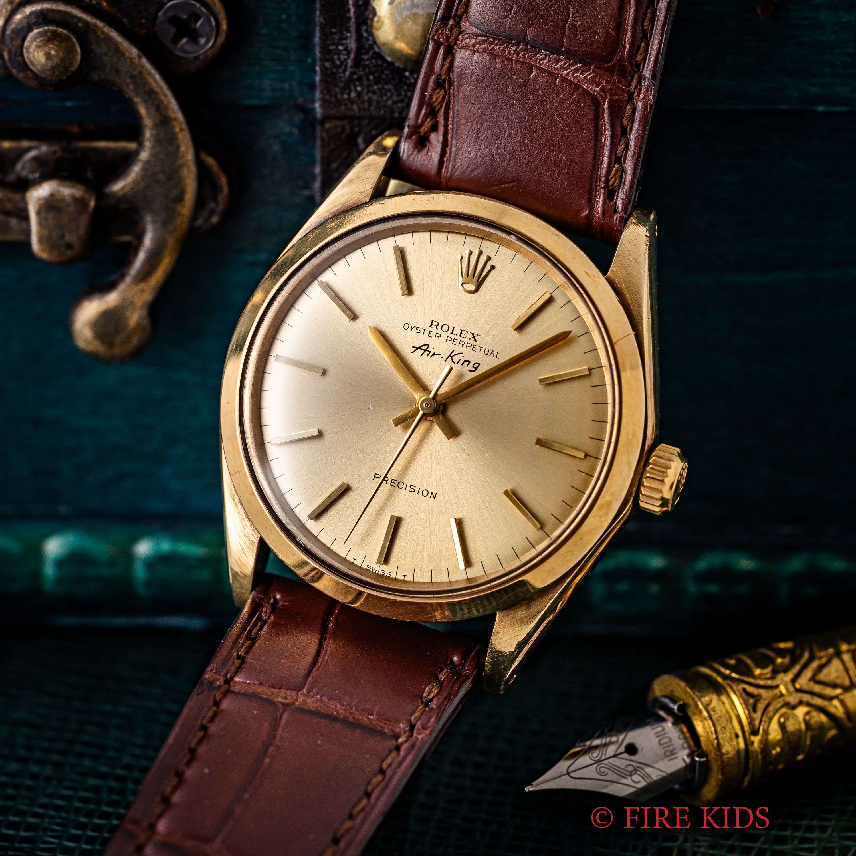 ロレックス エアキング 自動巻き 1966年製 シャンパンダイヤル 14金無垢 Ref.5500 ノンデイト