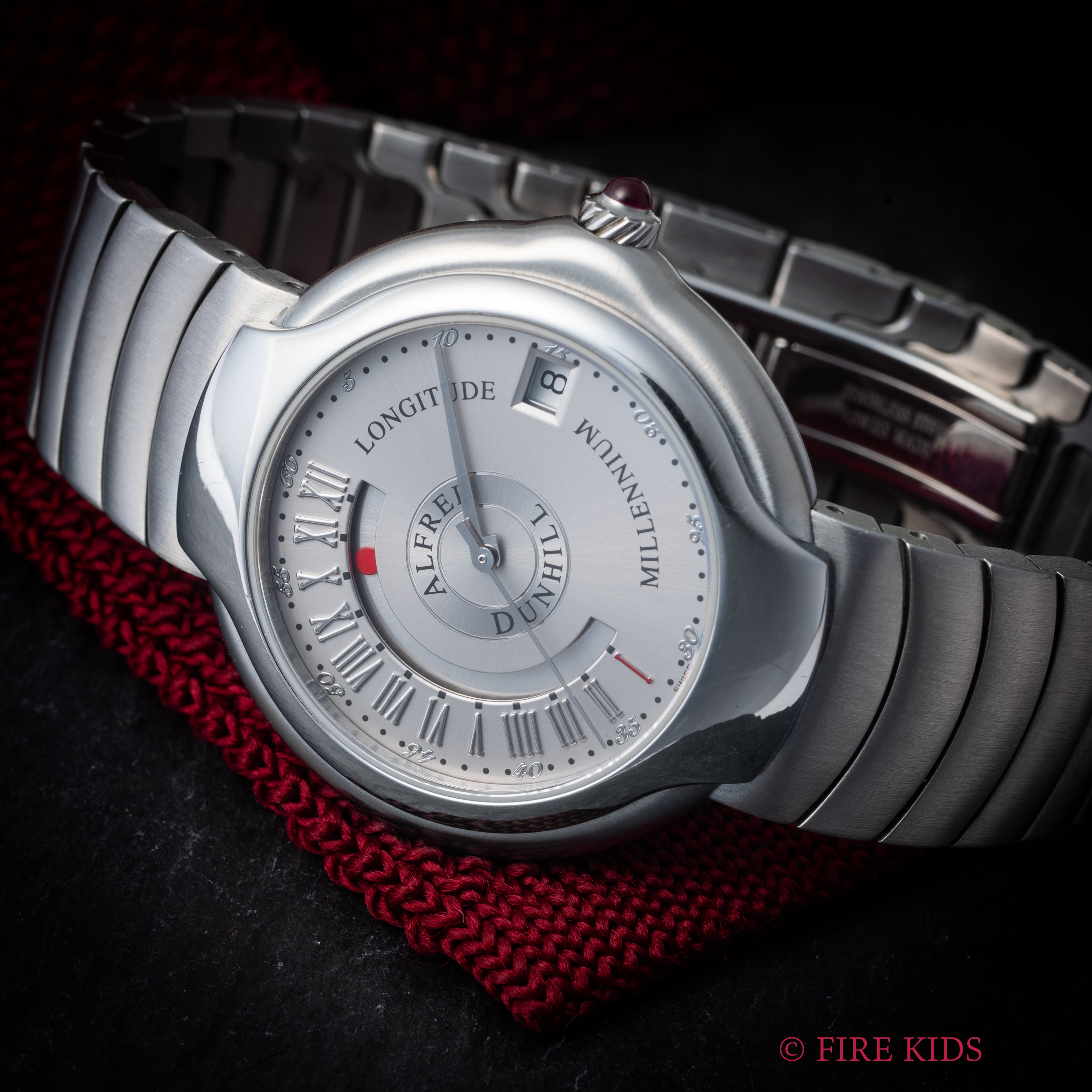 ダンヒル ミレニアム ロンジチュード 自動巻き 1999年製 シルバーダイヤル 純正ブレス付き