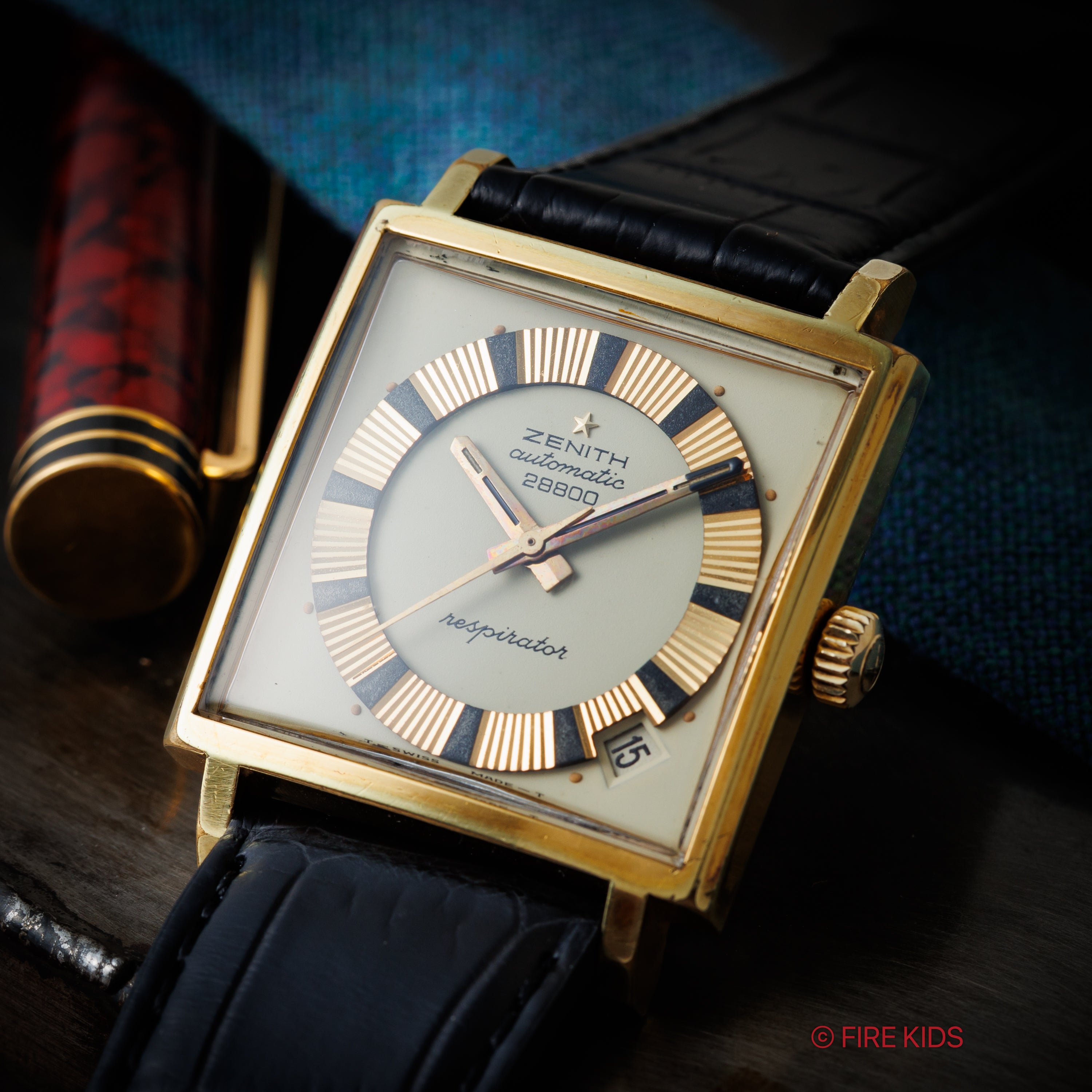 ゼニス スクエアケース レスピレーター  1970年代製ハイビート自動巻き トップゴールド