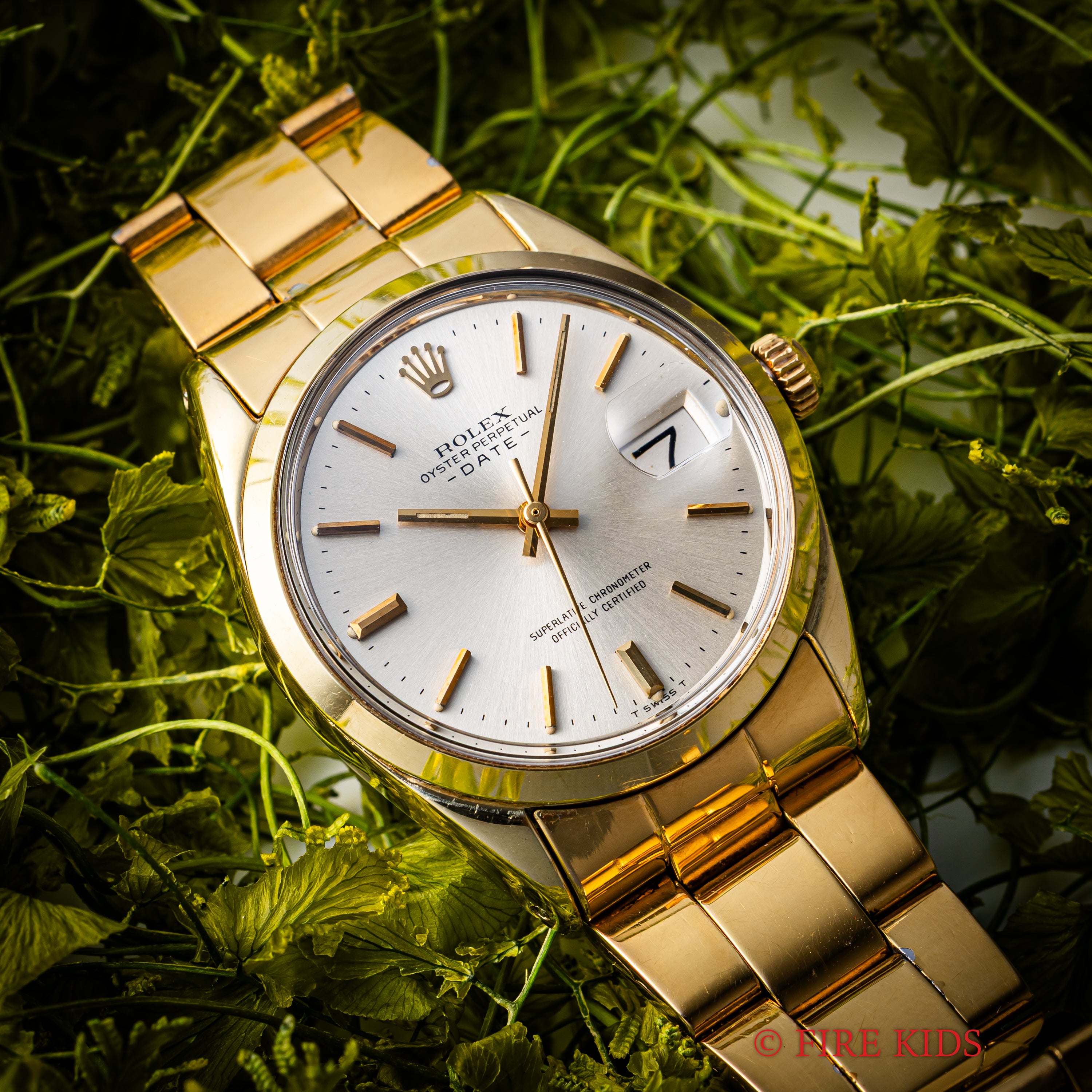 ロレックス 1970年製 オイスターパーペチュアルデイト Ref.1550 金張りケース Cal.1570 純正ブレス付き