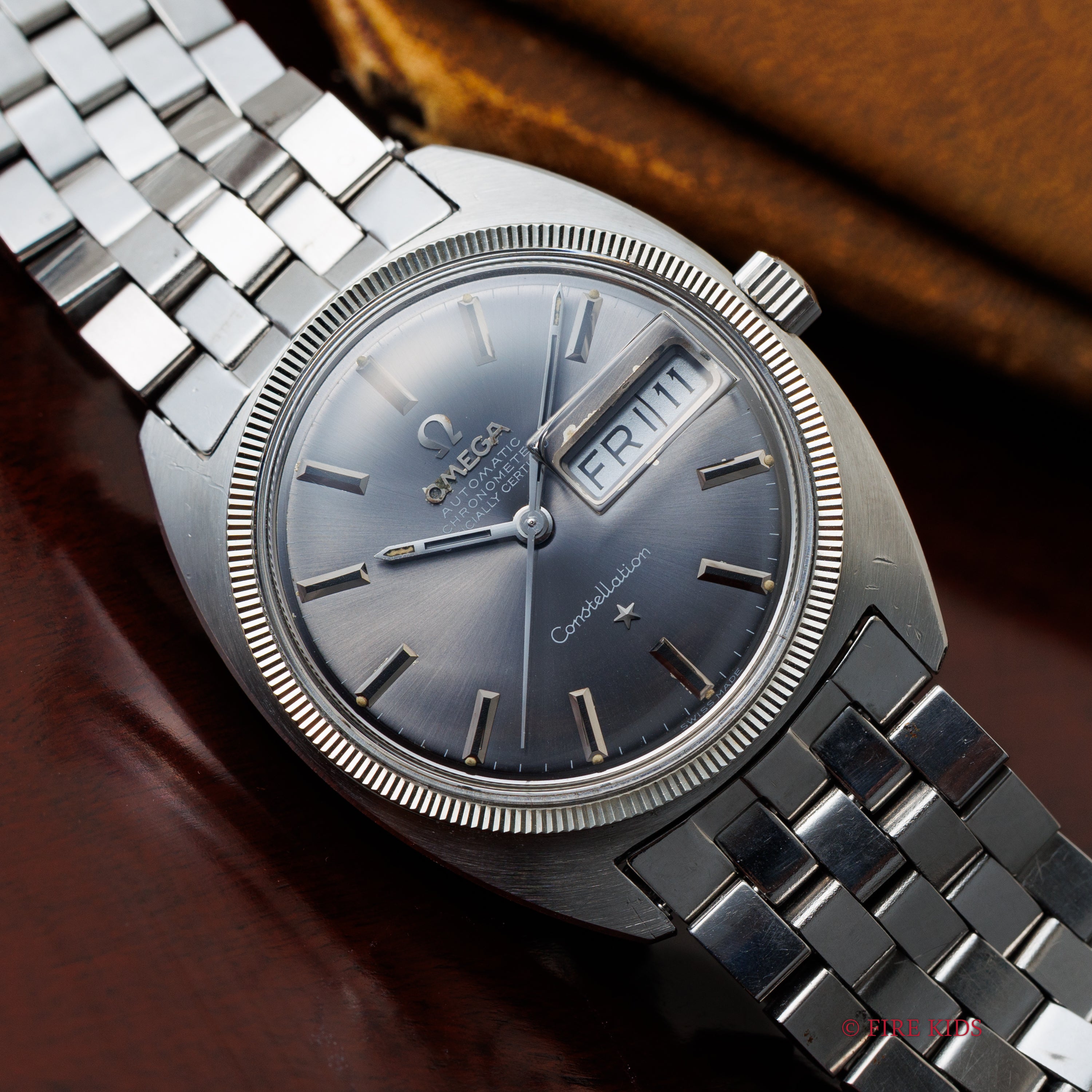 オメガ コンステレーション ジェンタ前期型 1970年製 グレーダイヤル 純正ブレス WGコインエッジベゼル