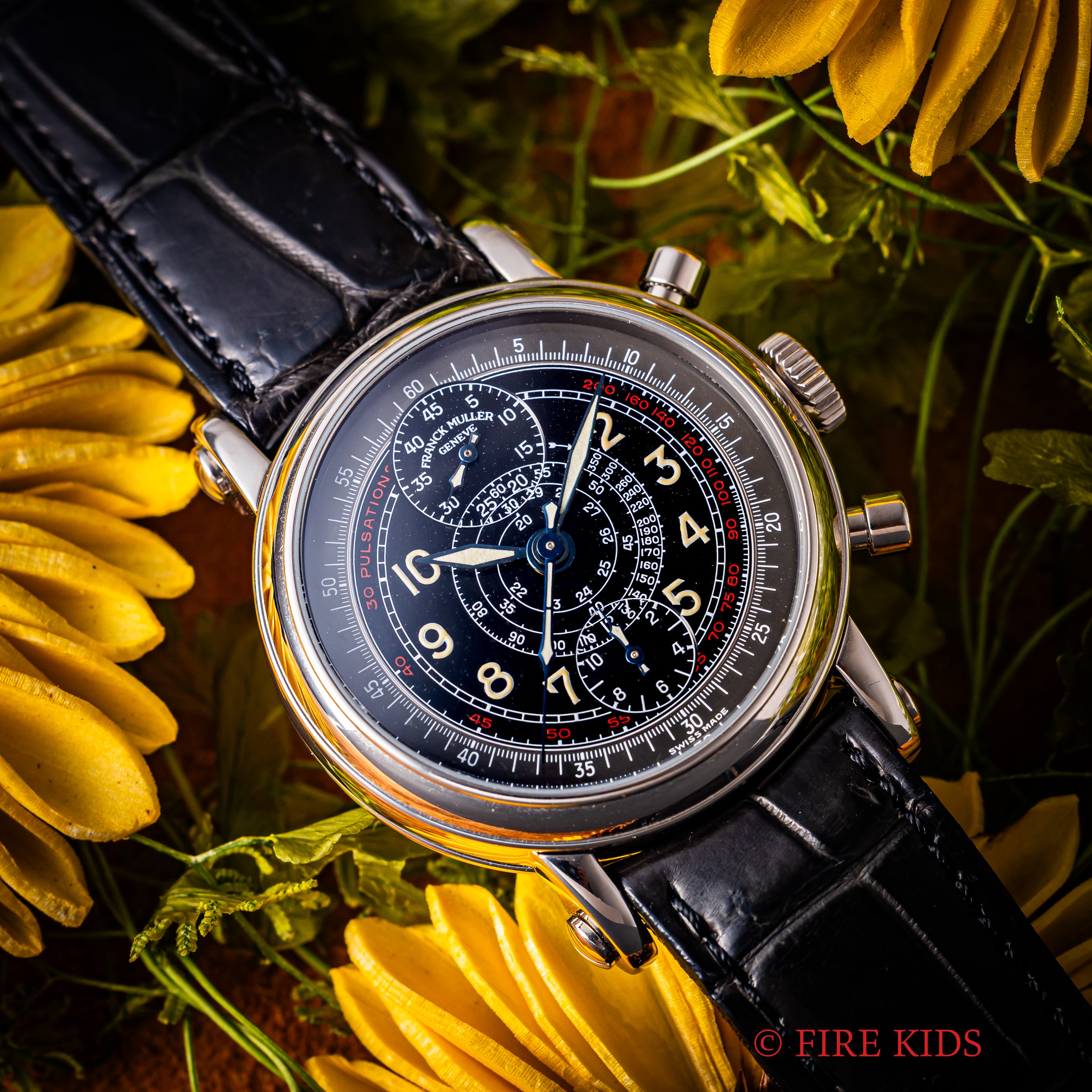 フランク・ミュラー 1999年ギャラ 18金無垢ホワイトゴールド バーティカルクロノグラフ 自動巻 36mm 7000 CC S 3645