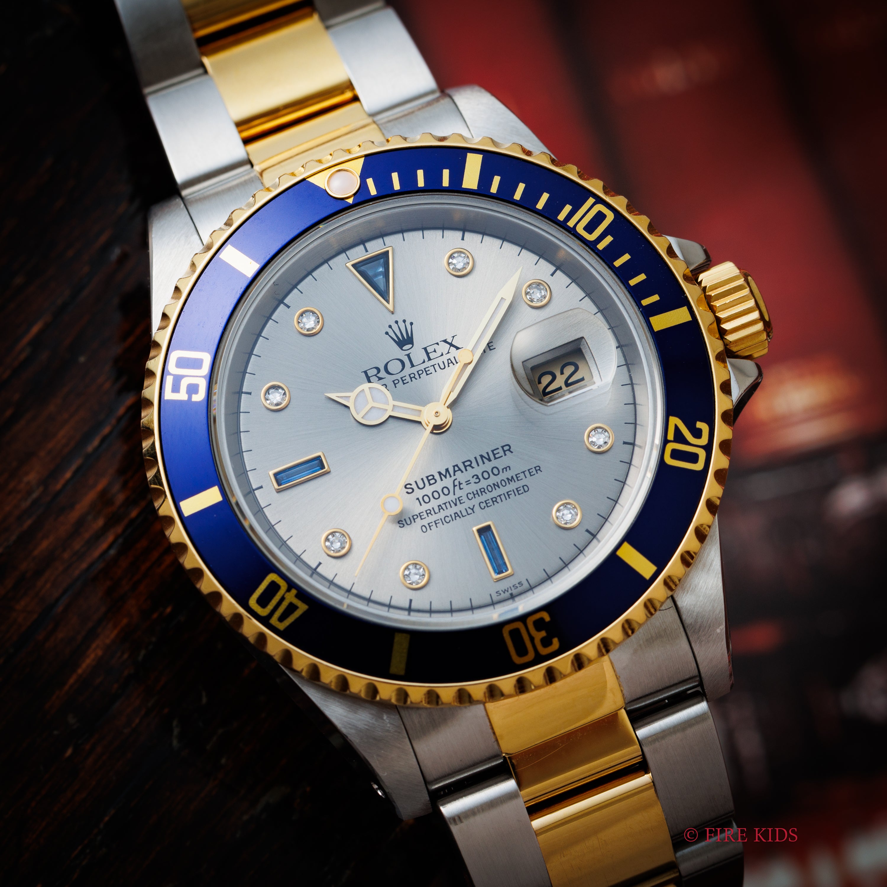 ロレックス サブマリーナー 1998～99年製 コンビ Ref.16613SG グレーダイヤル8Pダイヤ 3Pサファイア