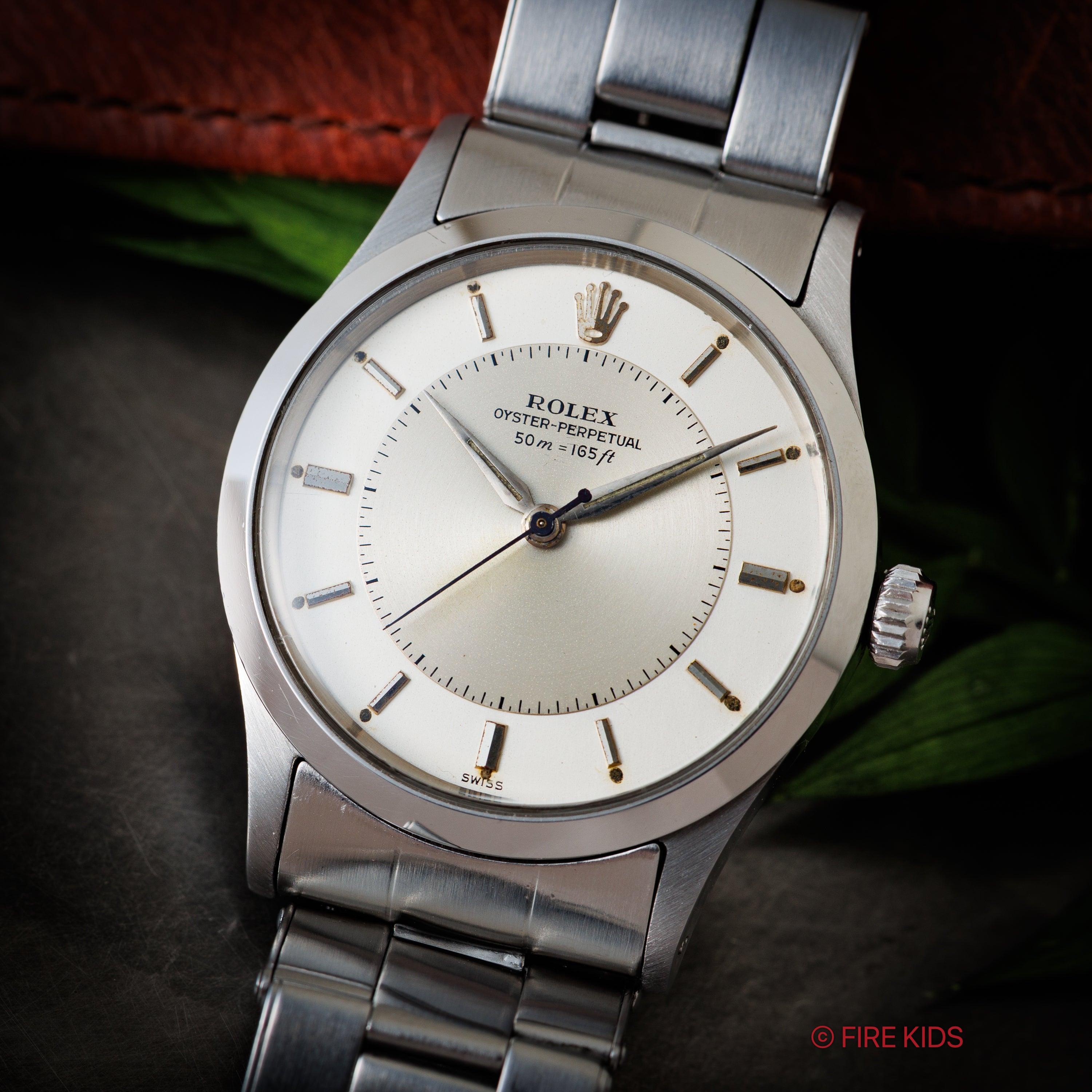 ロレックス オイスターパーペチュアル Ref.6532 ブルズアイダイヤル ノンデイト Cal.1030 深度表記 純正リベットブレス付き