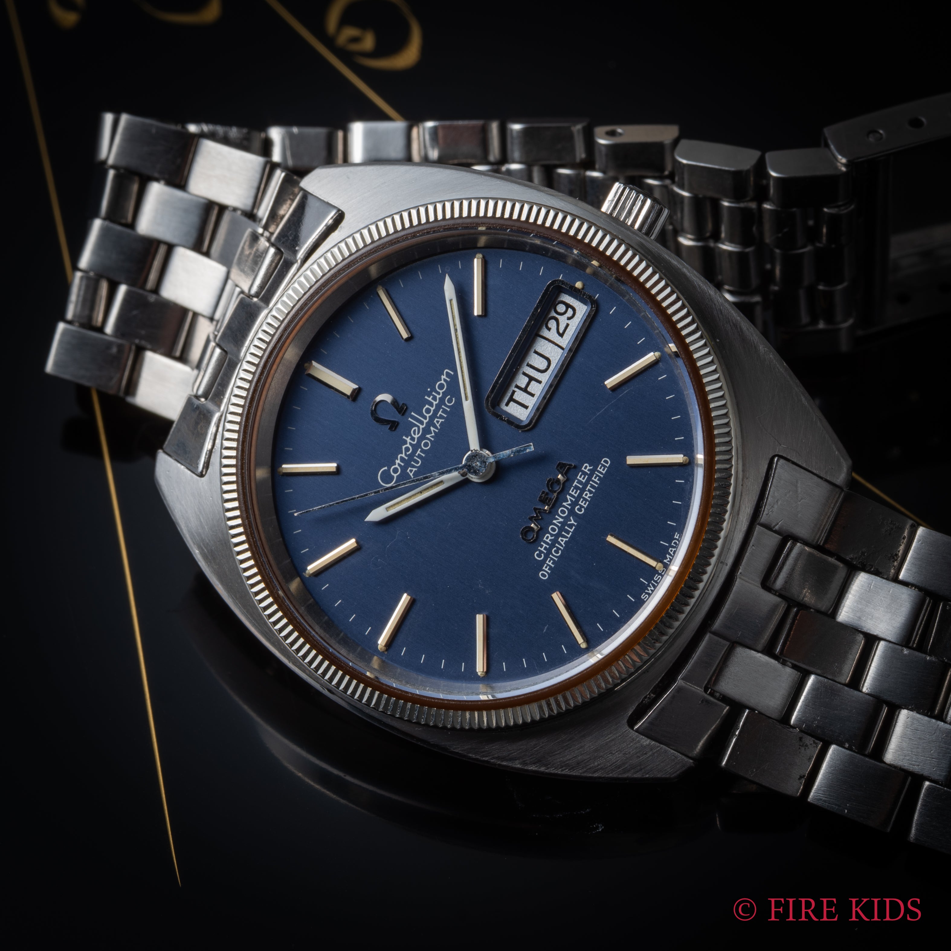 オメガ コンステレーション ネイビーダイヤル 1972年製 ジェンタデザイン後期型 ハイビート自動巻き 純正ブレス