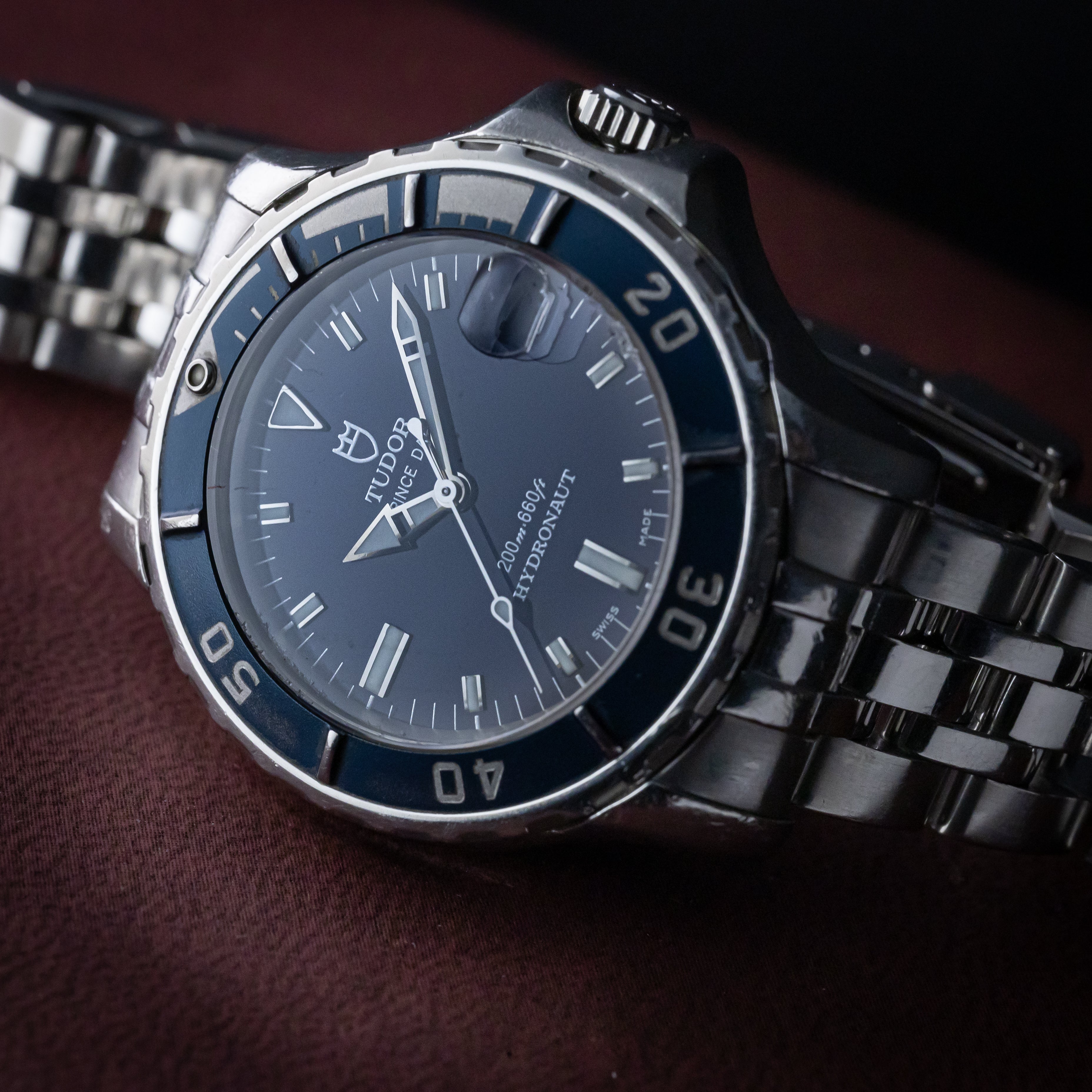 チューダー ハイドロノート ブルーダイヤル 2001年製 箱、ギャランティー付き