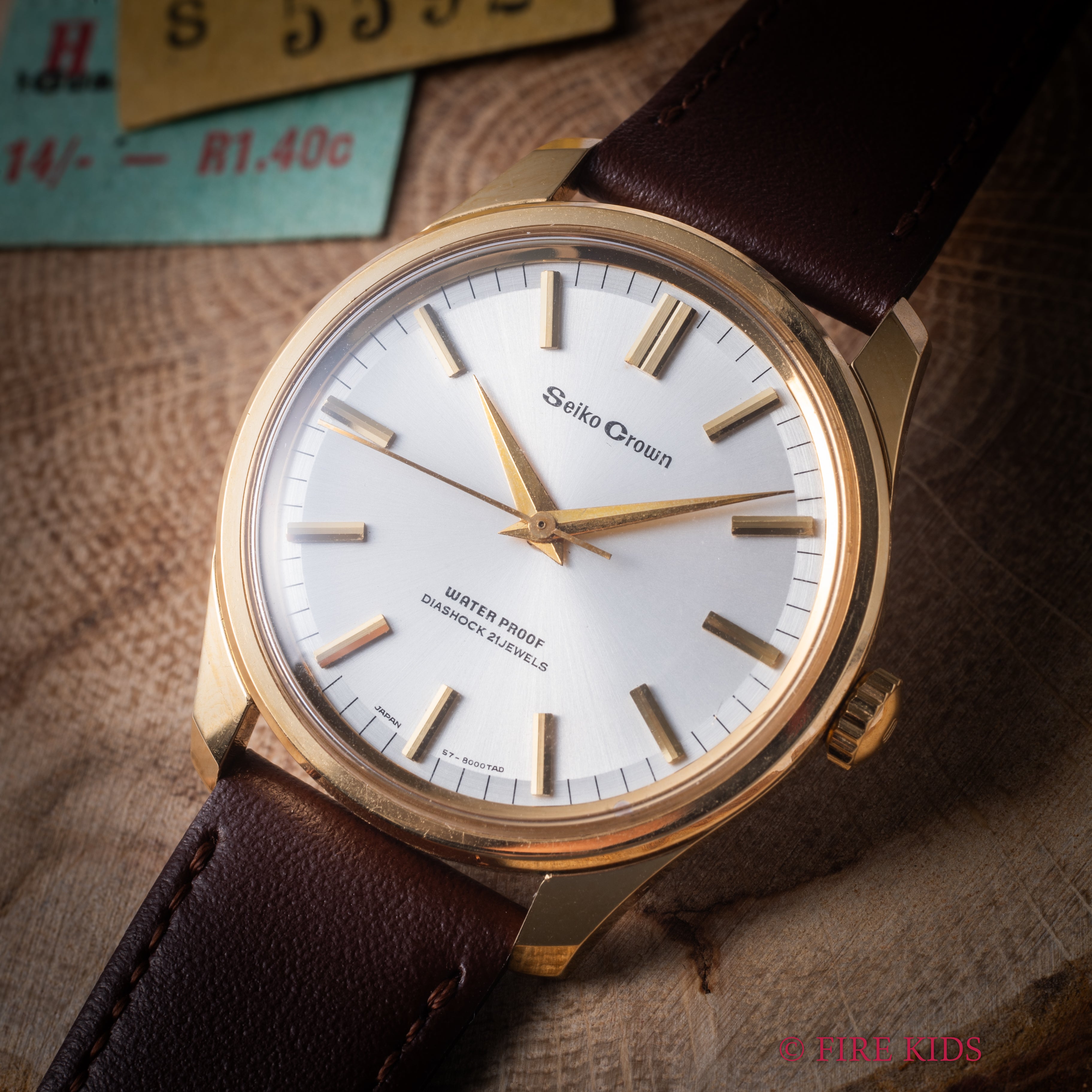 セイコー クラウン 1966年製 SGP Ref.57-8000 純正革ベルト、尾錠付き 美品