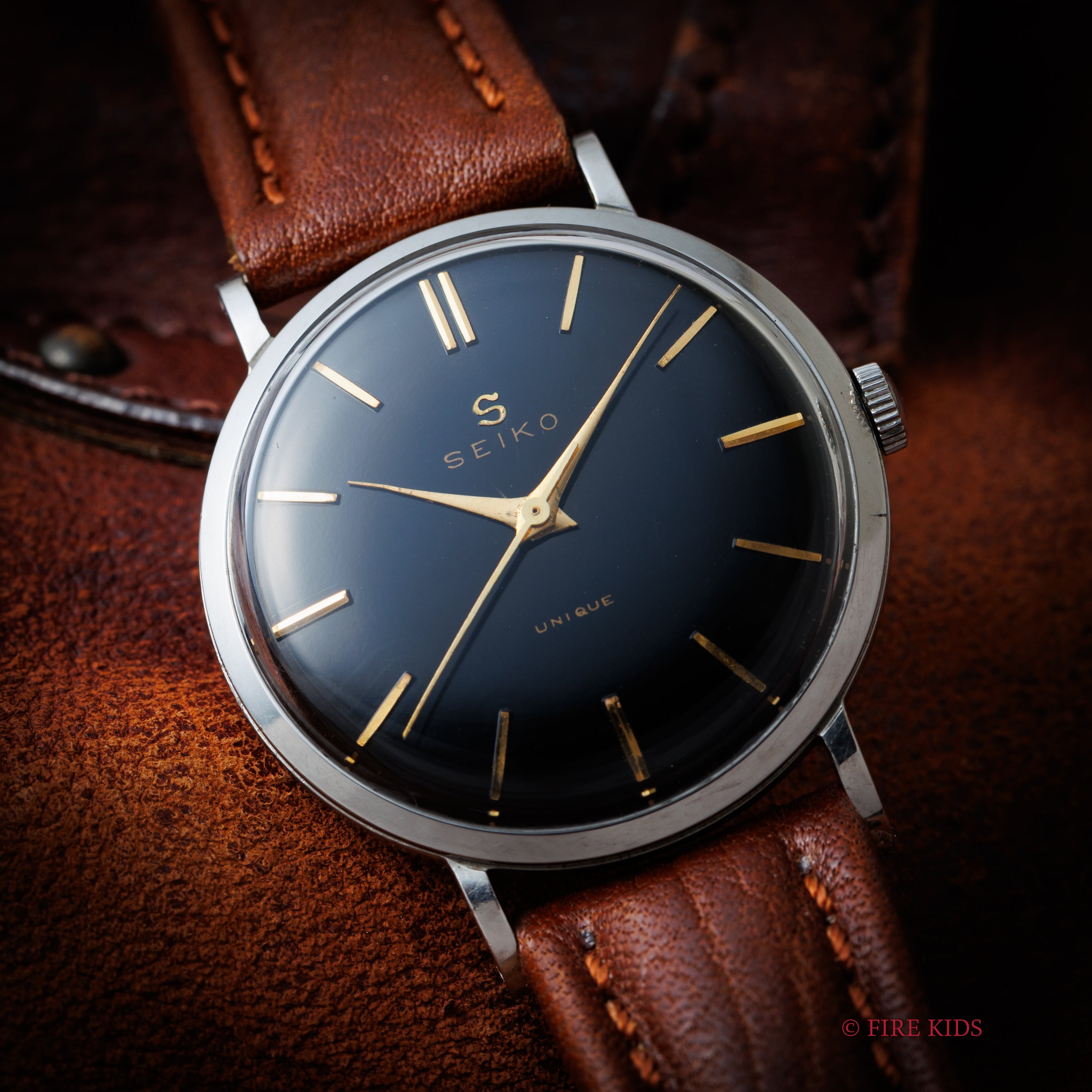 セイコー ユニーク ブラックダイヤル 1950年代製 Ref.J14001 手巻き ステンレスケース