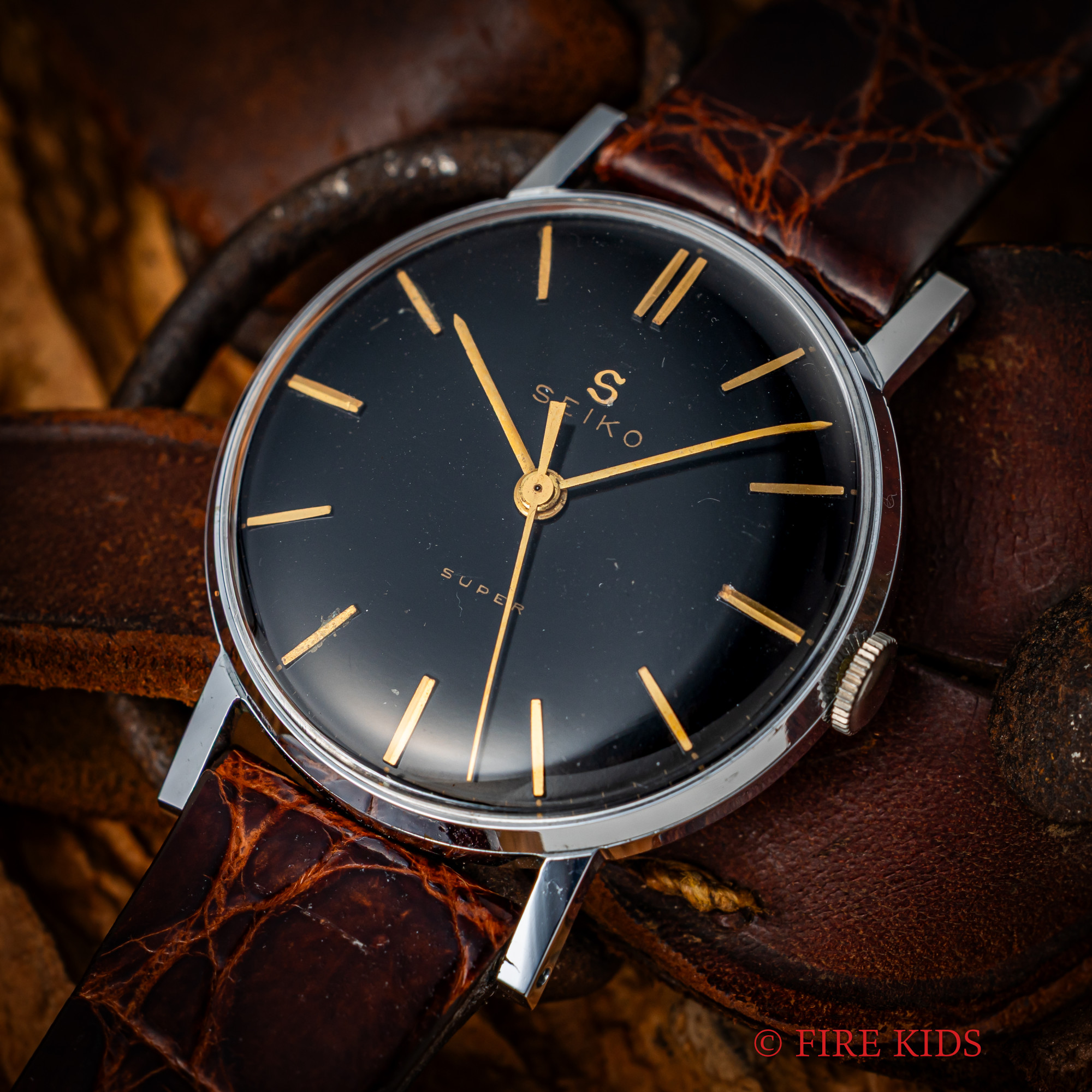 セイコー スーパー 1950年代製 Ref.J14008 ブラックギルト文字盤 手巻