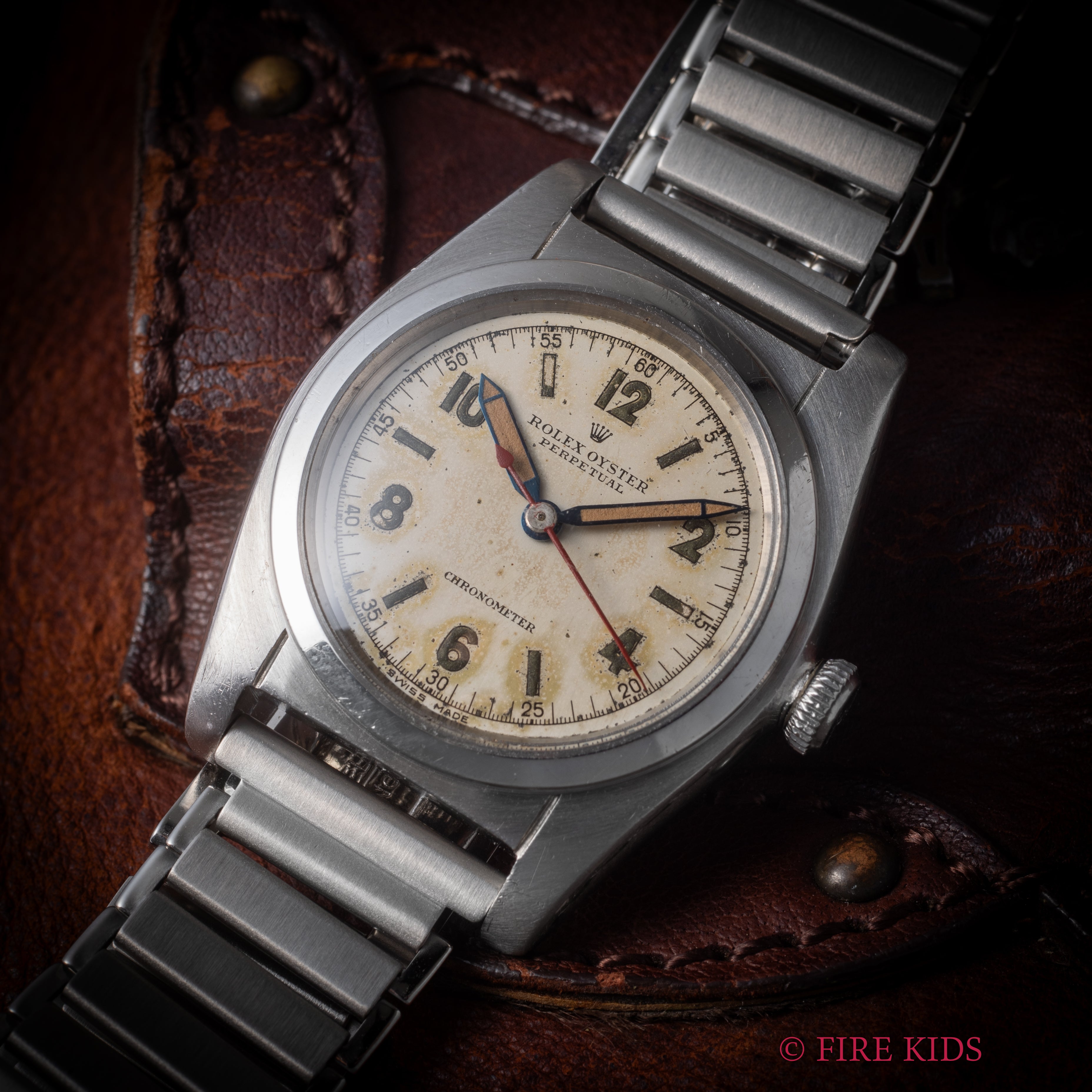 ロレックス バブルバック 1945年製 飛びアラビアダイヤル Ref.2940 社外バンブーブレス