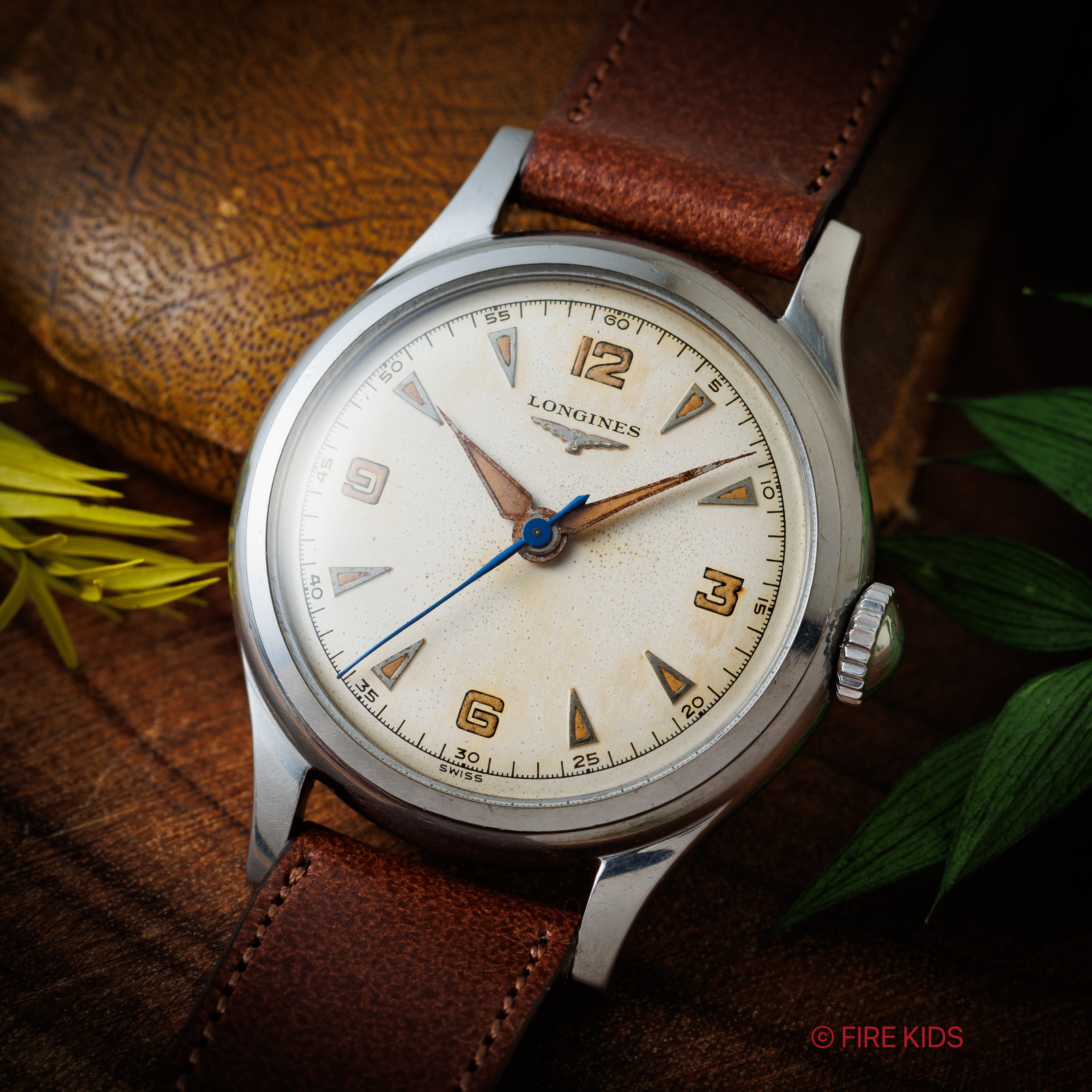 ロンジン セイタケ 手巻き 飛びアラビアダイヤル 1950年代製 34mmケース Cal.12.68N