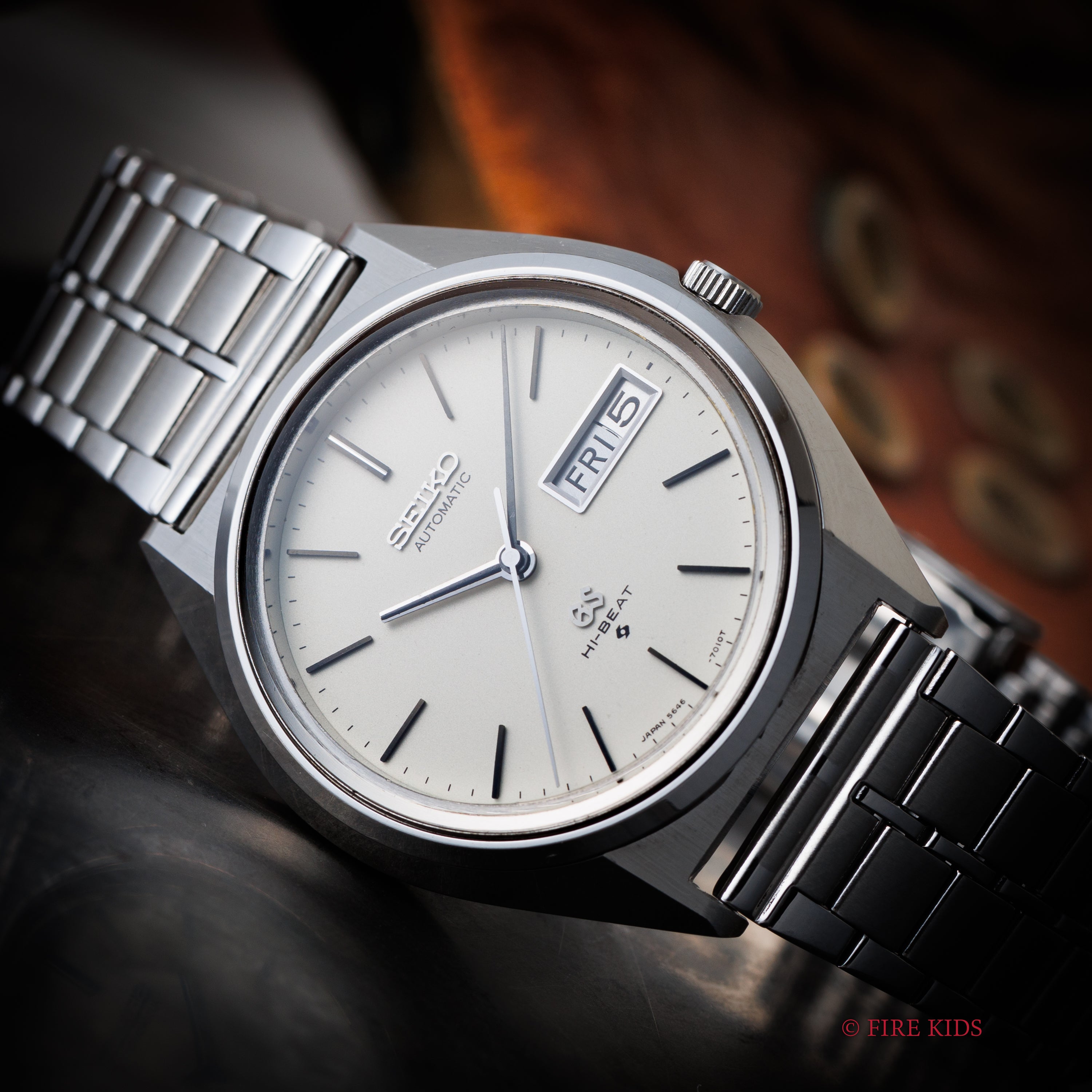 グランドセイコー 1971年製 Ref.5646 -7010 56GS デイデイト ハイビート自動巻き アイボリー ダイヤル 社外ブレス