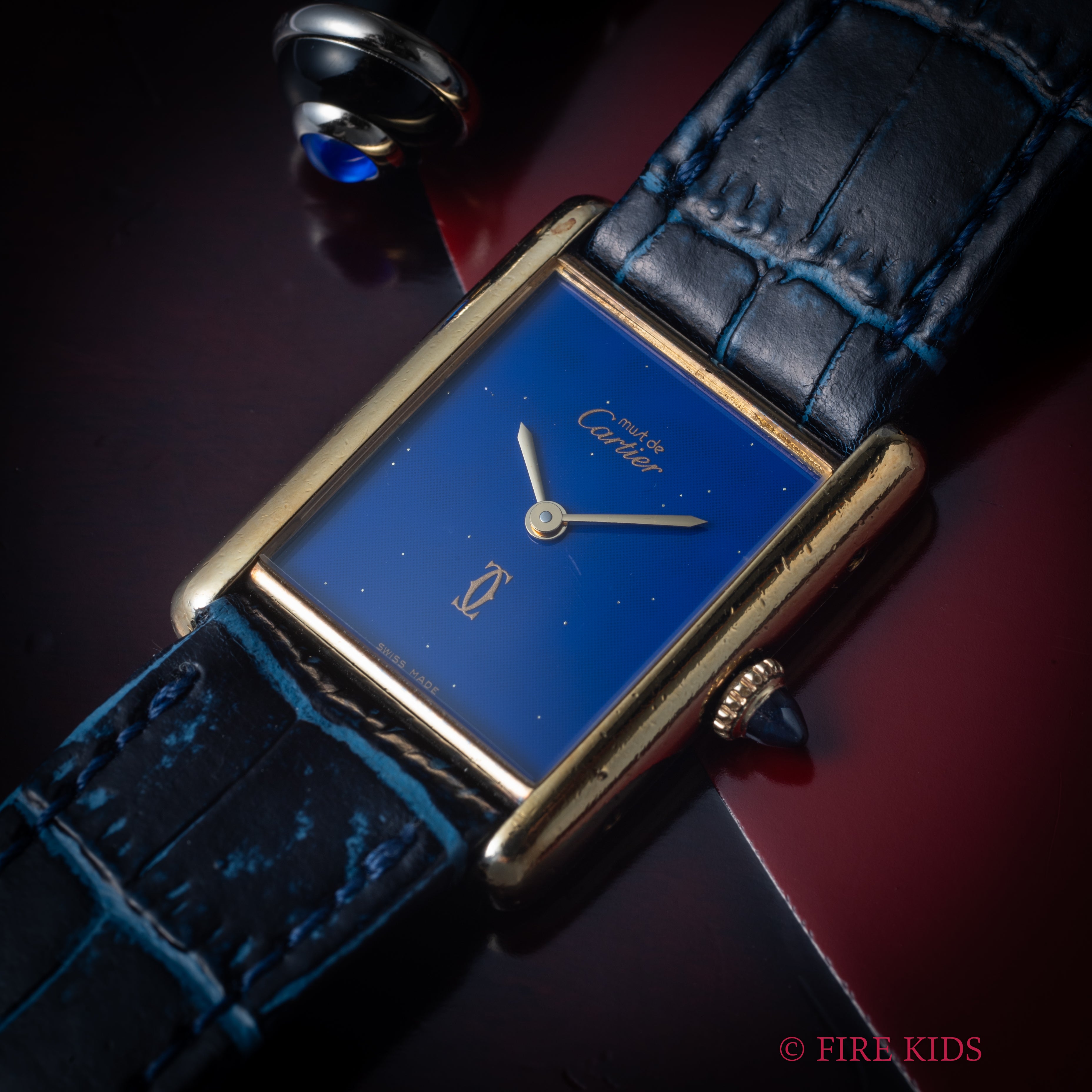 カルティエ マストタンク 1980年代製 LMサイズ 手巻き ラピスラズリダイヤル 箱、修理明細付き