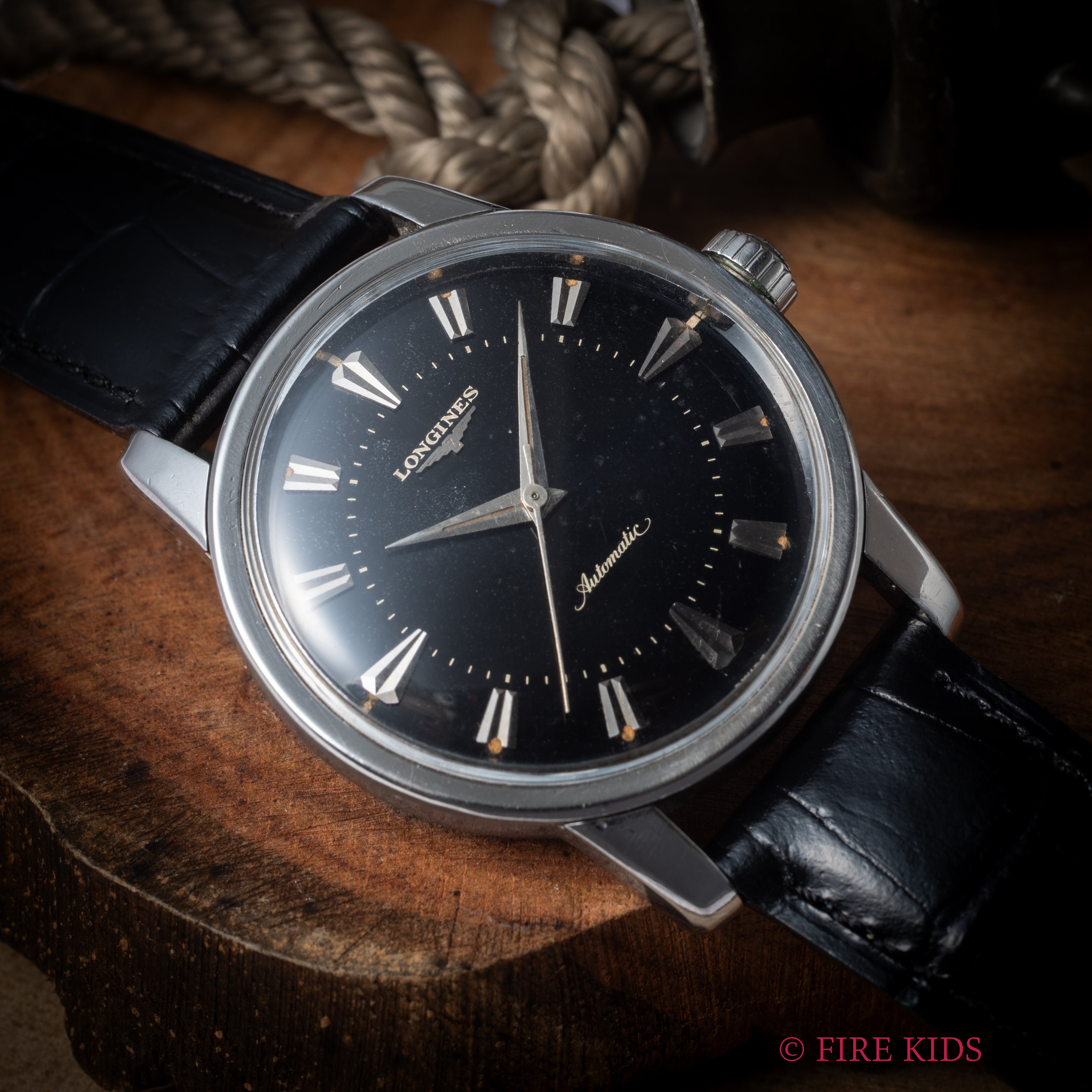 ロンジン プレコンクエスト Cal.19AS ブラックダイヤル 自動巻き ラウンド 1950年代