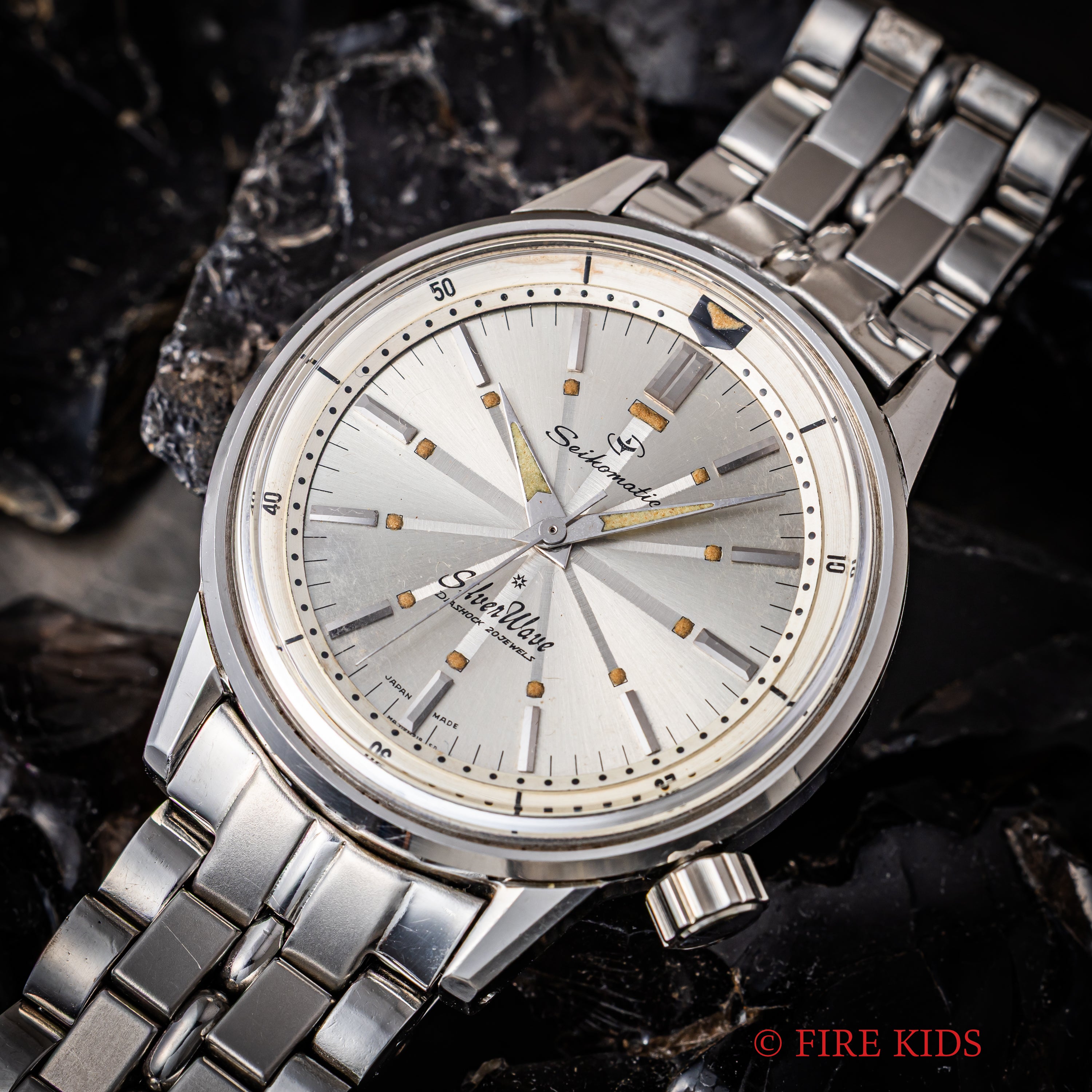 セイコー マチック シルバーウェーブ初期型SDダイヤル 1961年製 インナー回転ベゼル ステンレスブレス付き