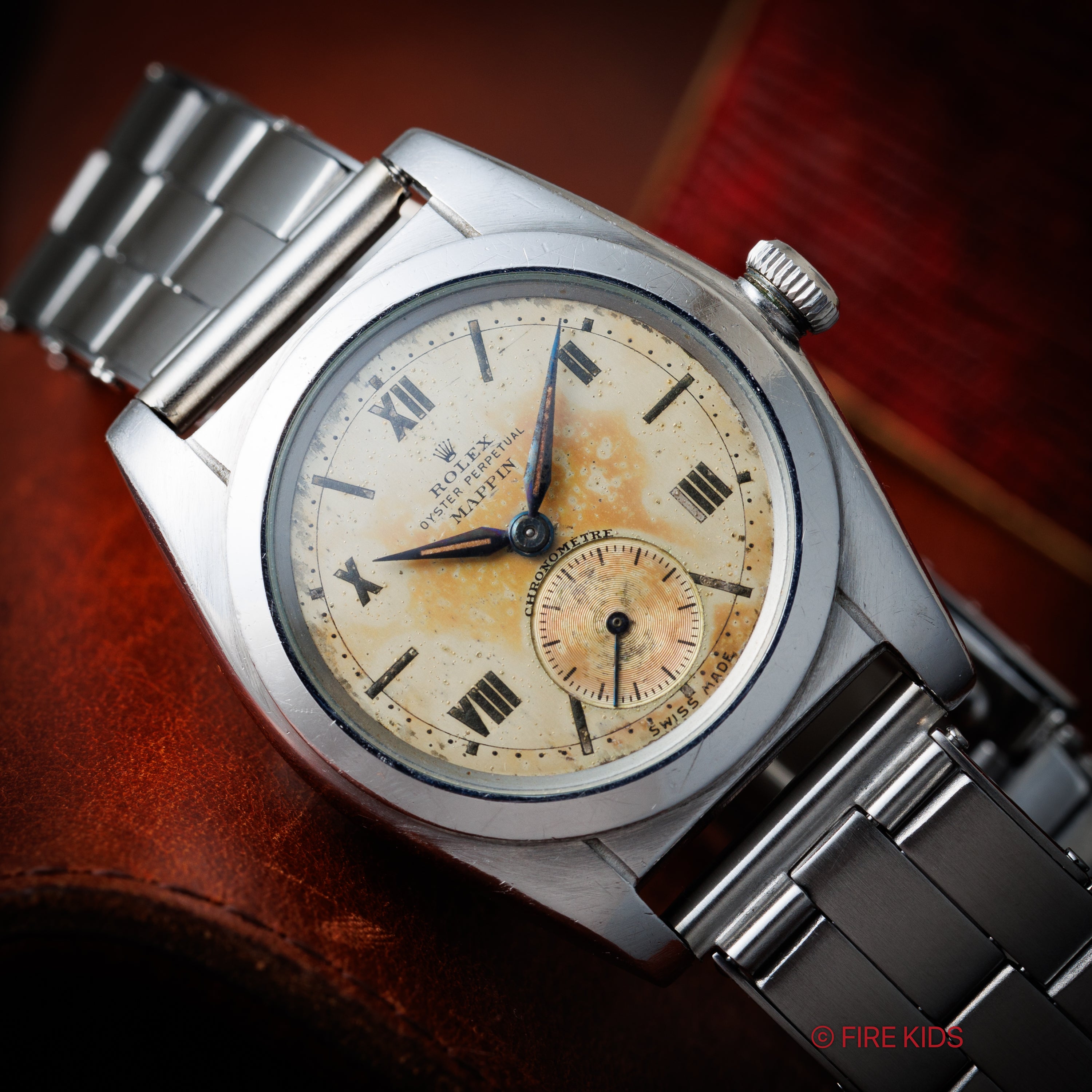 ロレックス バブルバック マッピンダブルネーム 1943年製 スモールセコンド Ref.2764 社外リベットブレス