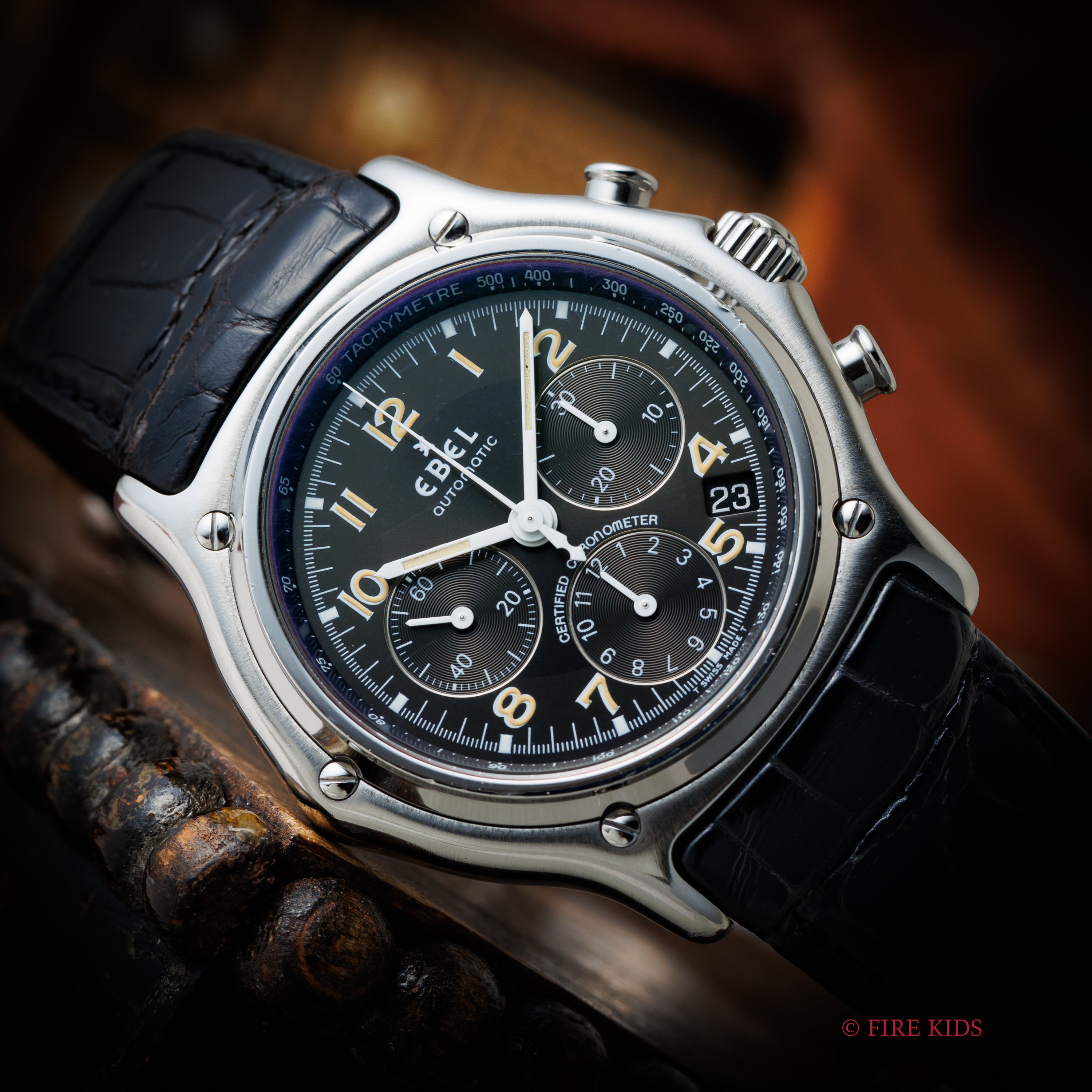 エベル 1911 モデュロール 1990年代製 自動巻クロノグラフ 純正Dバックル 箱、ギャラ付き