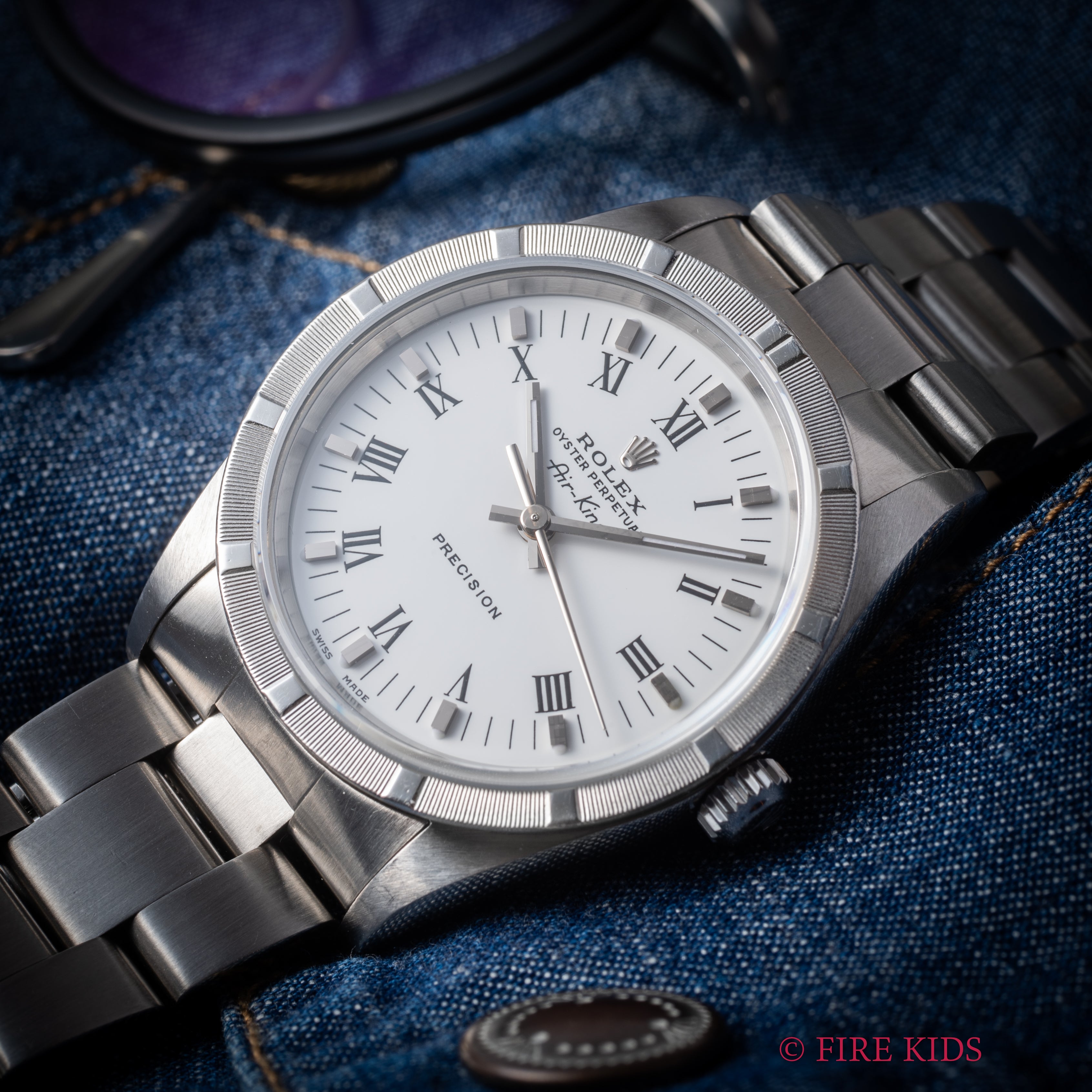 ロレックス エアキング 2000年製 Ref.14010 ホワイトローマンダイヤル 箱、ギャラ付き