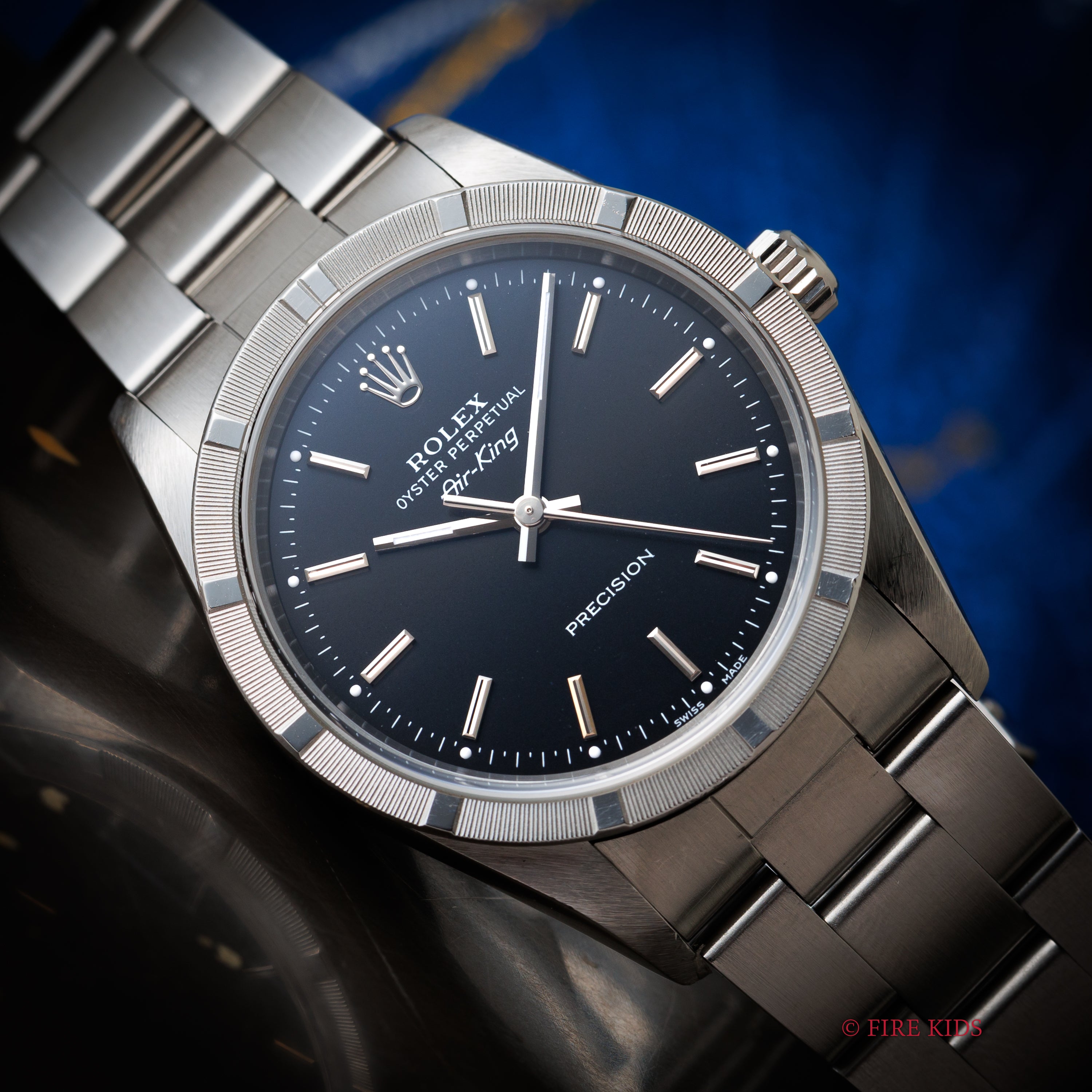 ロレックス エアキング 自動巻き Ref.14010 1999年製 ブラックダイヤル エンジンターンドベゼル