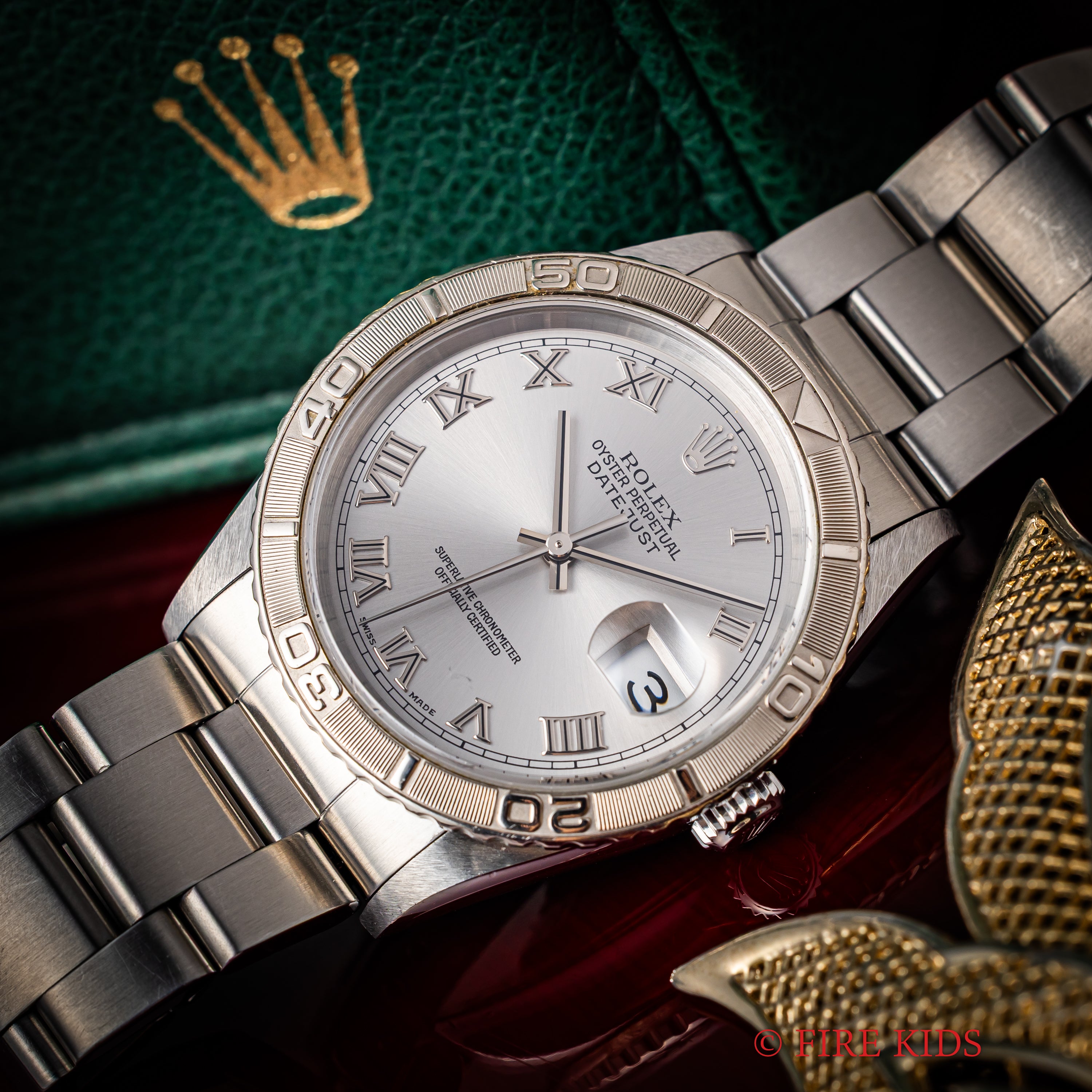 ロレックス サンダーバード 2002年製 Ref.16264 シルバーローマン 3連オイスターブレス 箱、ギャラ、タグ、ベゼルカバー付き