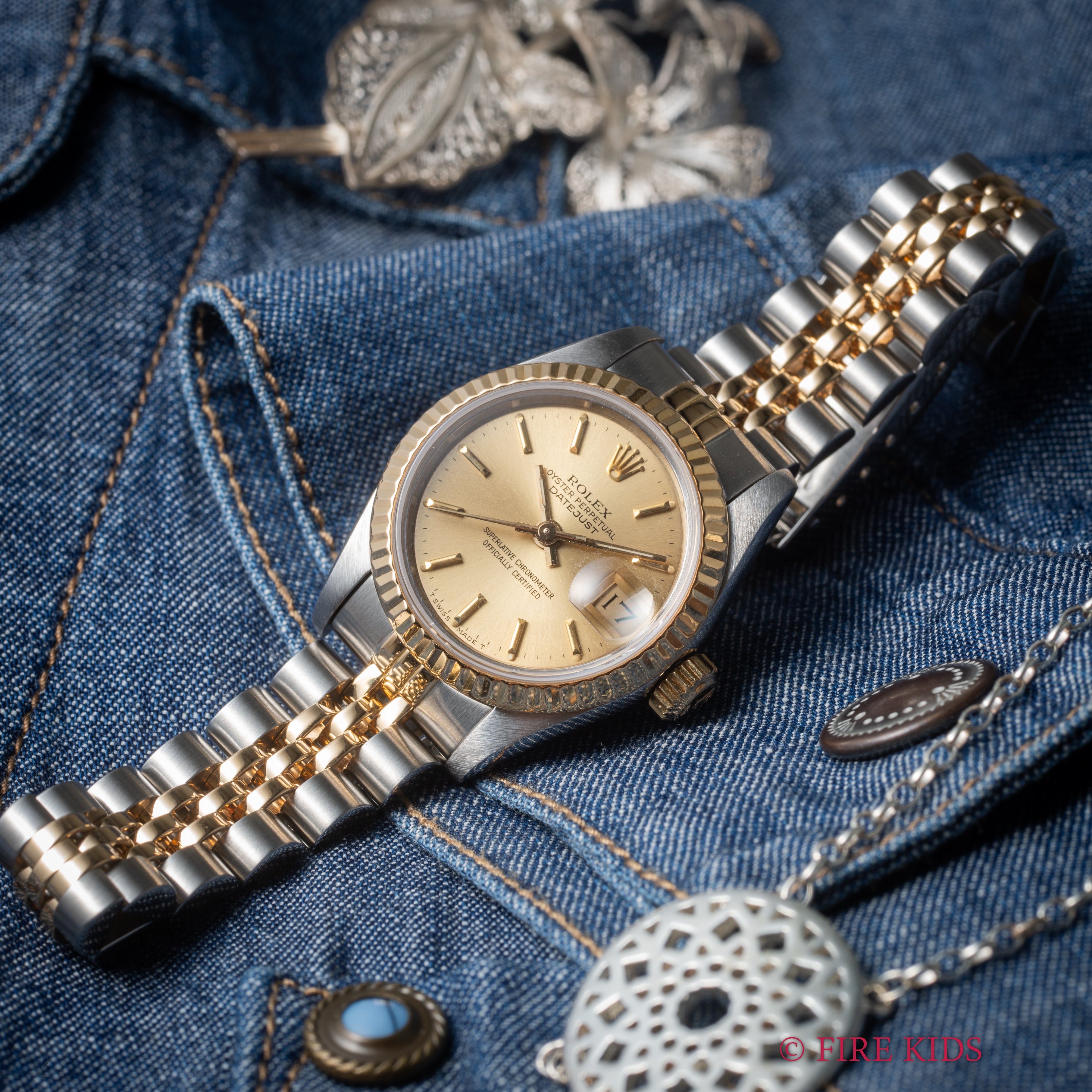 ロレックス デイトジャスト 自動巻き 1985年製 レディース コンビ Ref.69173 シャンパンダイヤル