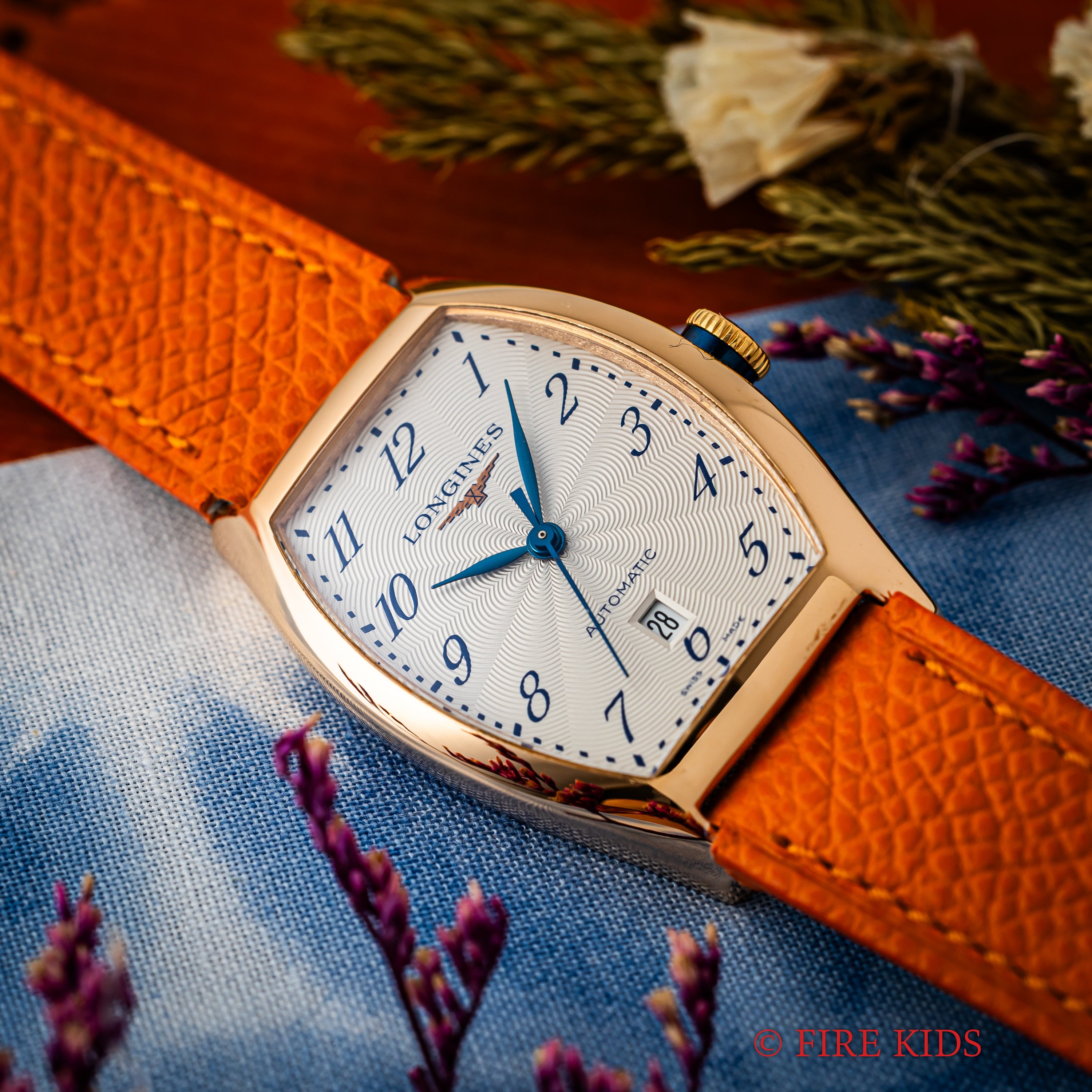 ロンジン エヴィデンツァ 1990年代製 18金無垢ピンクゴールド トノー型 純正GF尾錠付き 箱、ギャラ付き