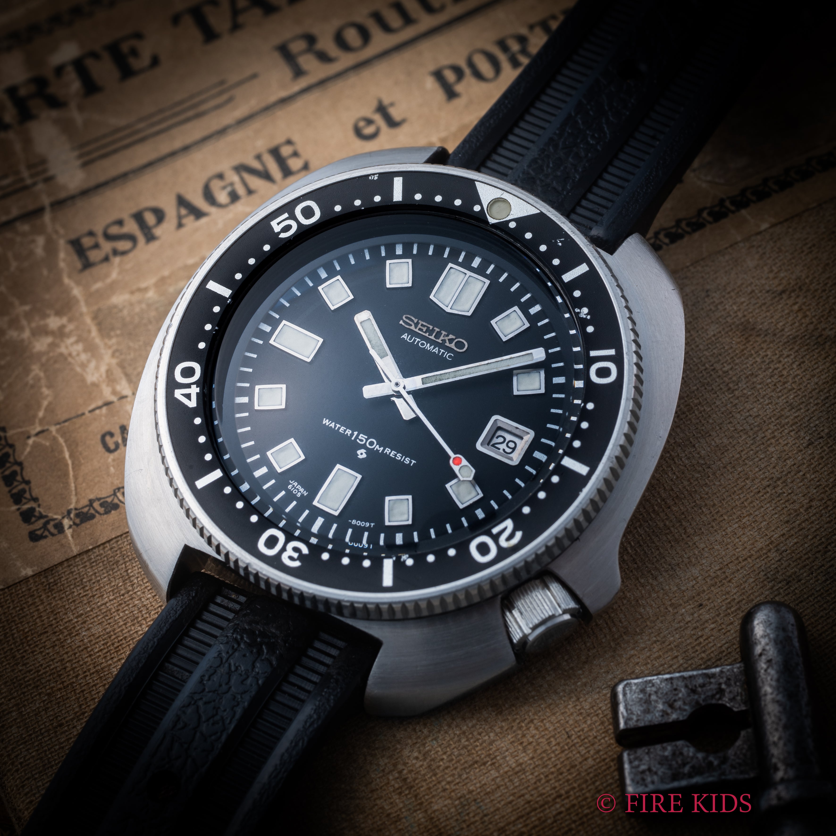 セイコー 150mダイバー 2nd後期 植村ダイバー 1974年製 自動巻き Ref.6105-8110 オリジナルラバーベルト