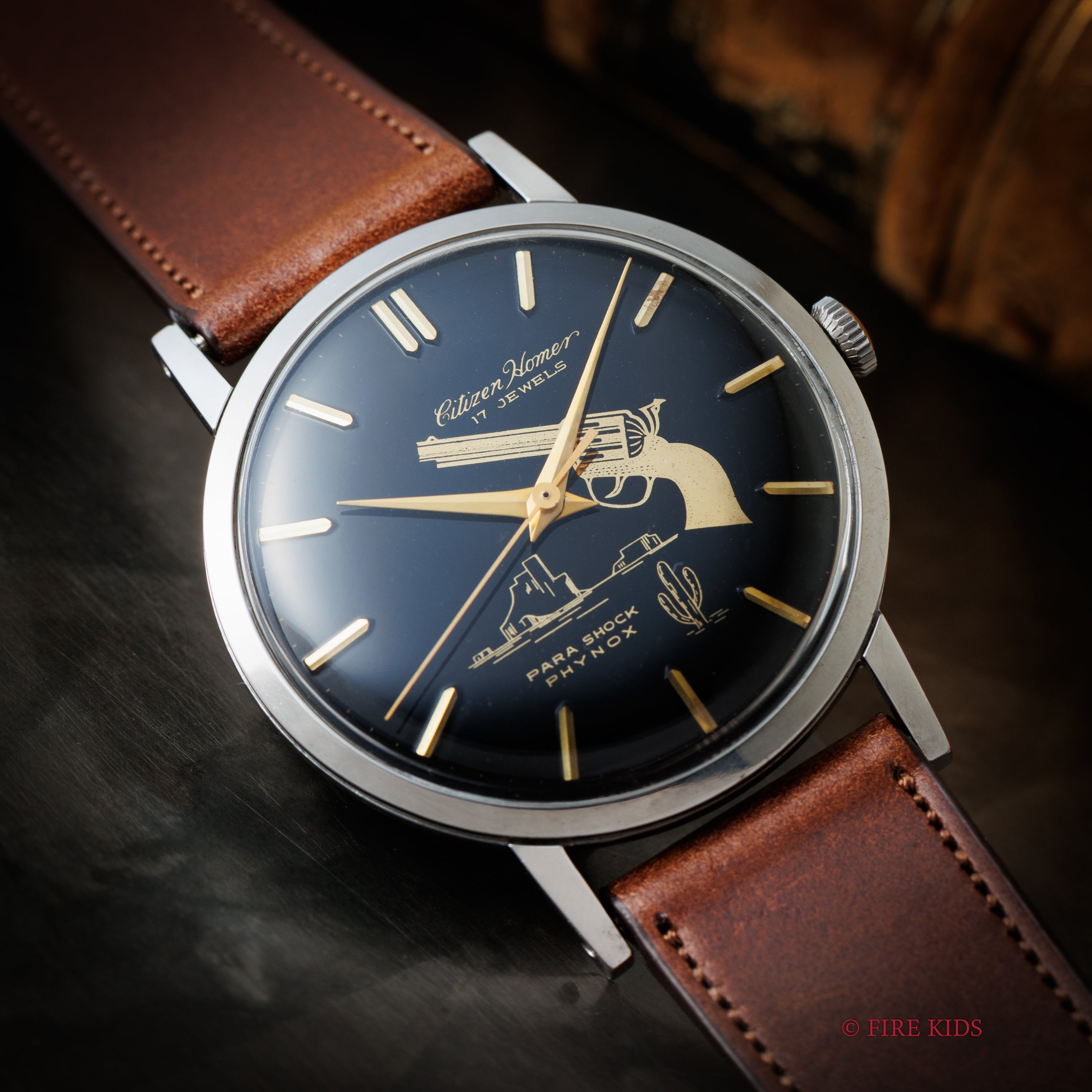 シチズン 1962年製 ホーマー ブラックダイヤル ピストル サボテン 手巻き 美品