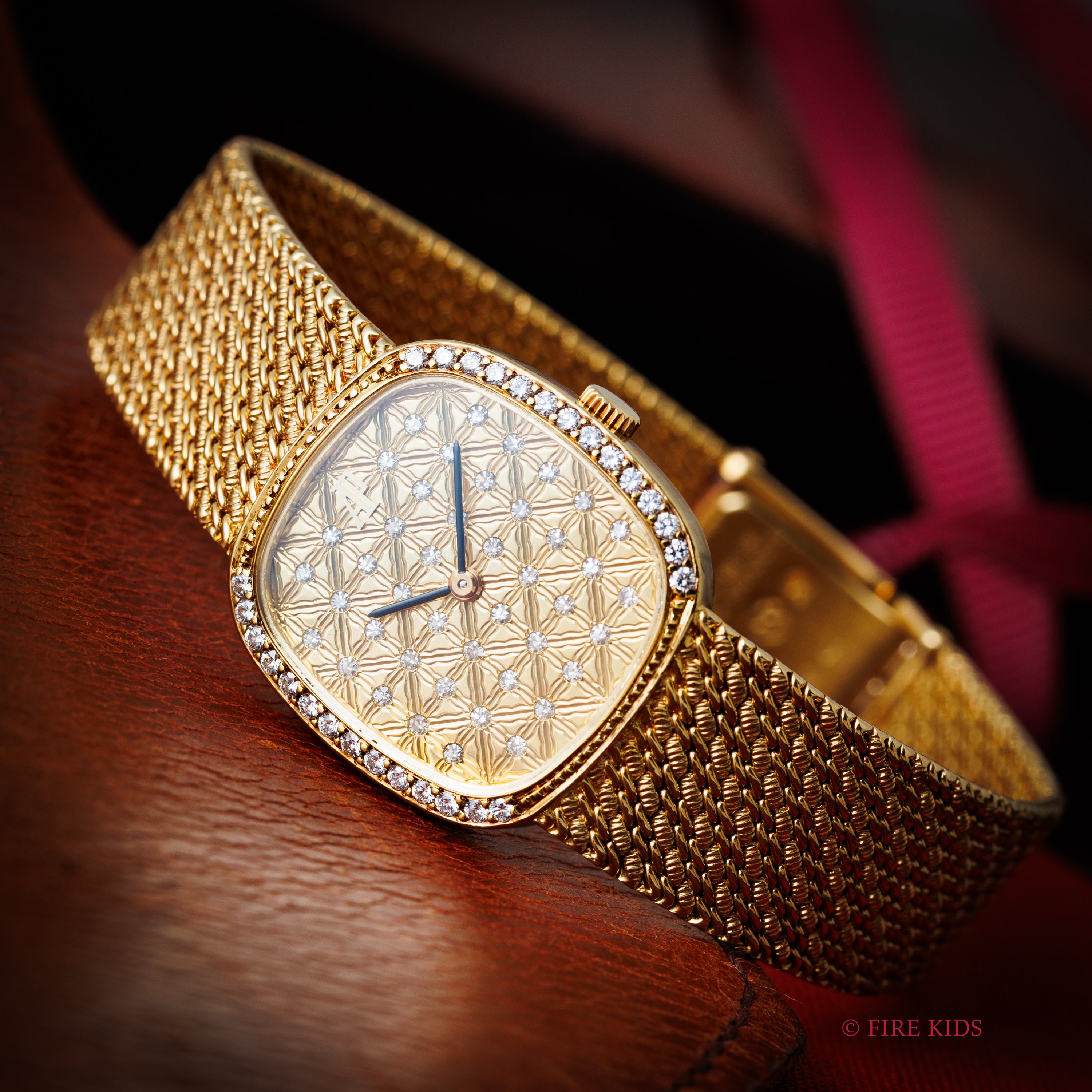 オーデマ・ピゲ 1980年代製 18金無垢イエローゴールド レディース ダイヤ 純正金無垢ブレス、箱、ギャラ付き