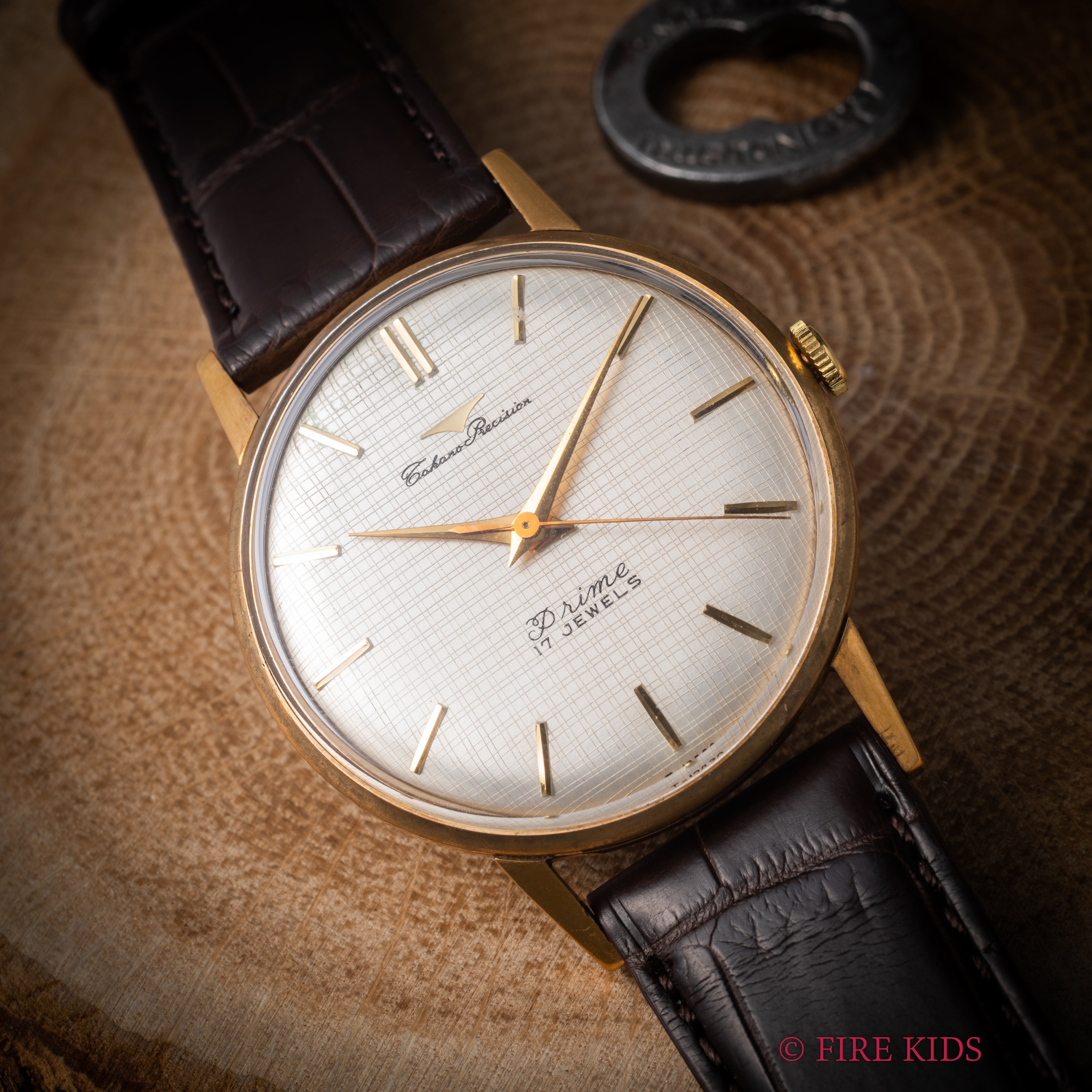 タカノ プレシジョン プライム Ref.10069 1950年代製 手巻き GPケース 格子柄文字盤