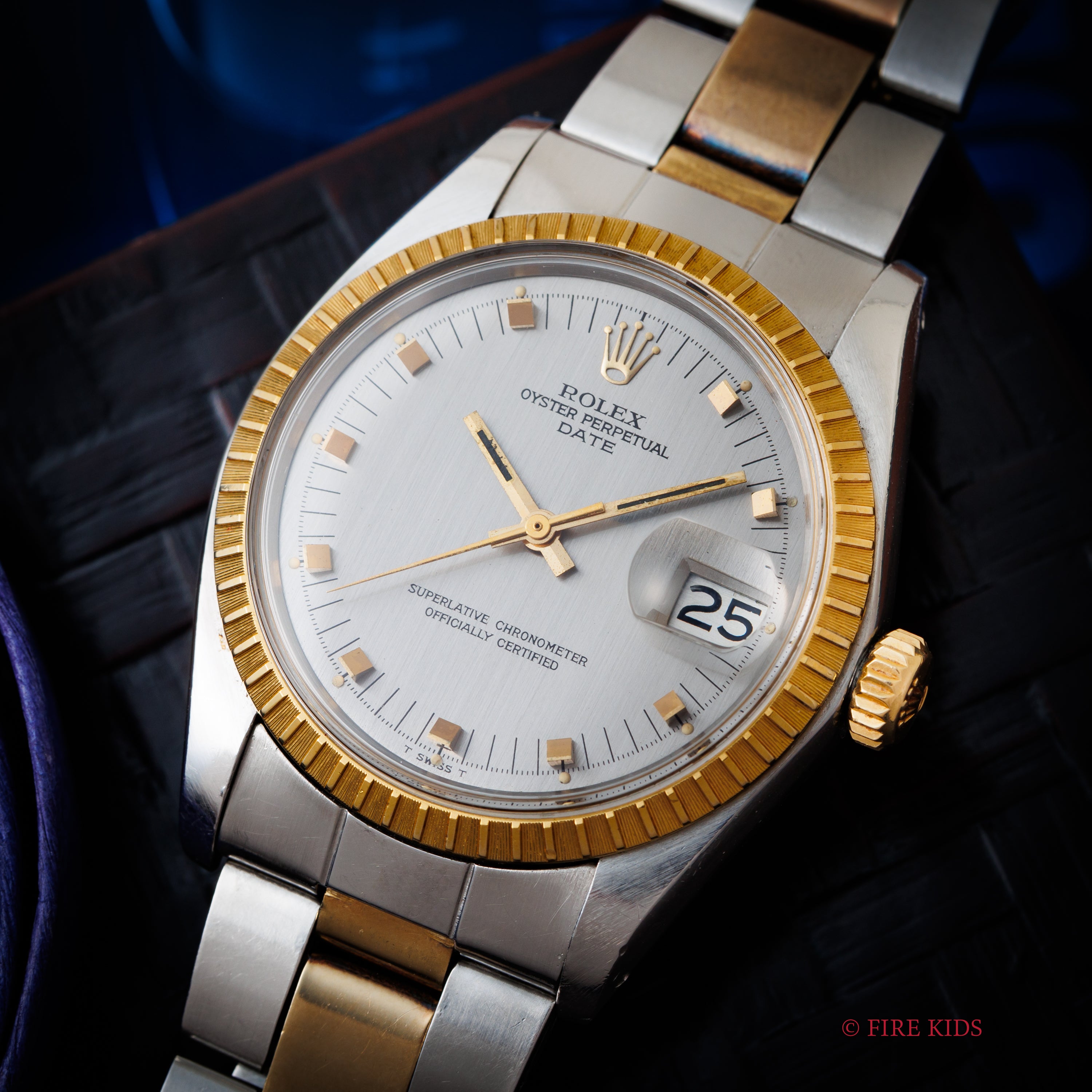 ロレックス 1974年製 オイスターパーペチュアルデイト コンビRef.1505 ショートインデックス 純正ブレス