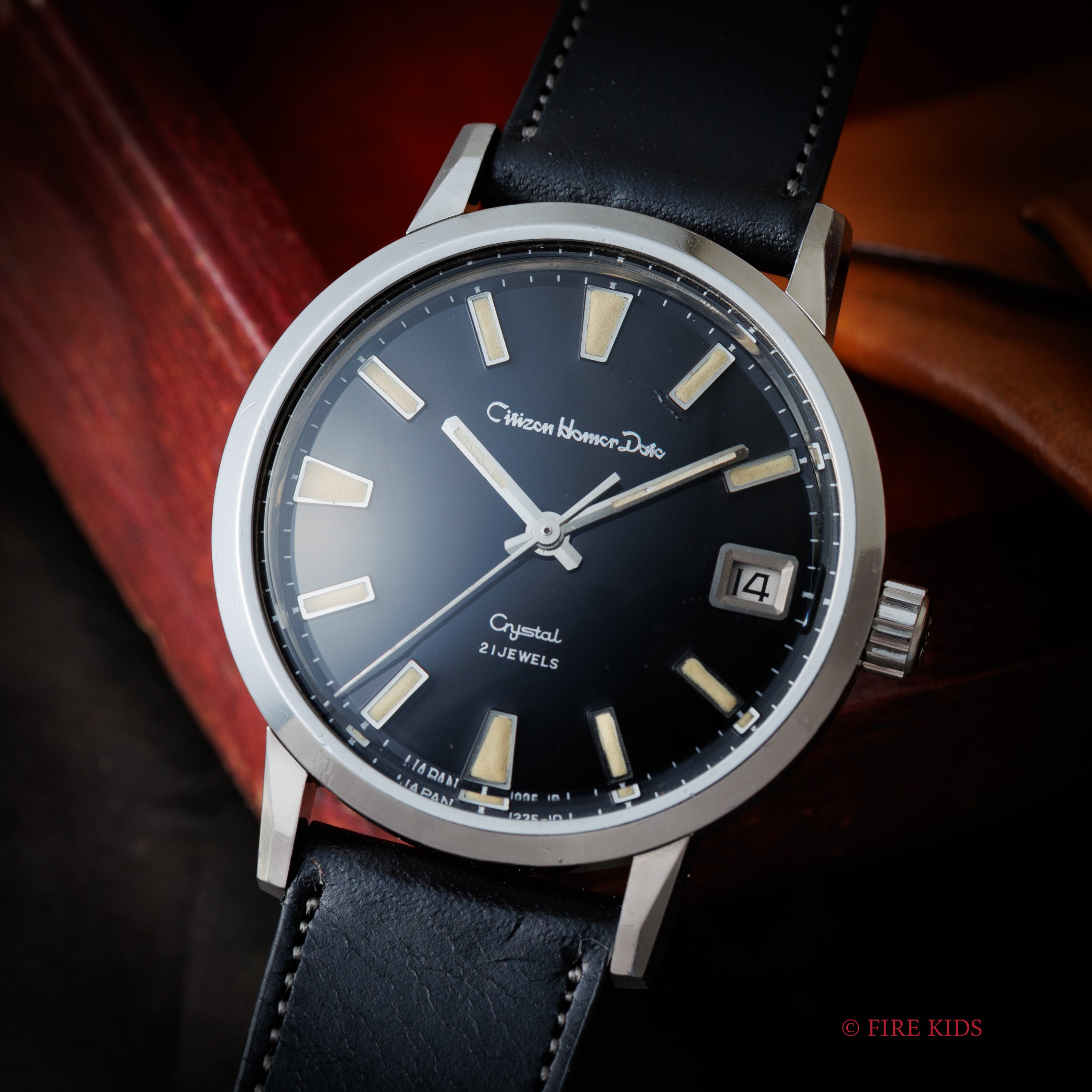 シチズン ホーマーデイト 1967年製 クリスタル ブラックダイヤル 手巻