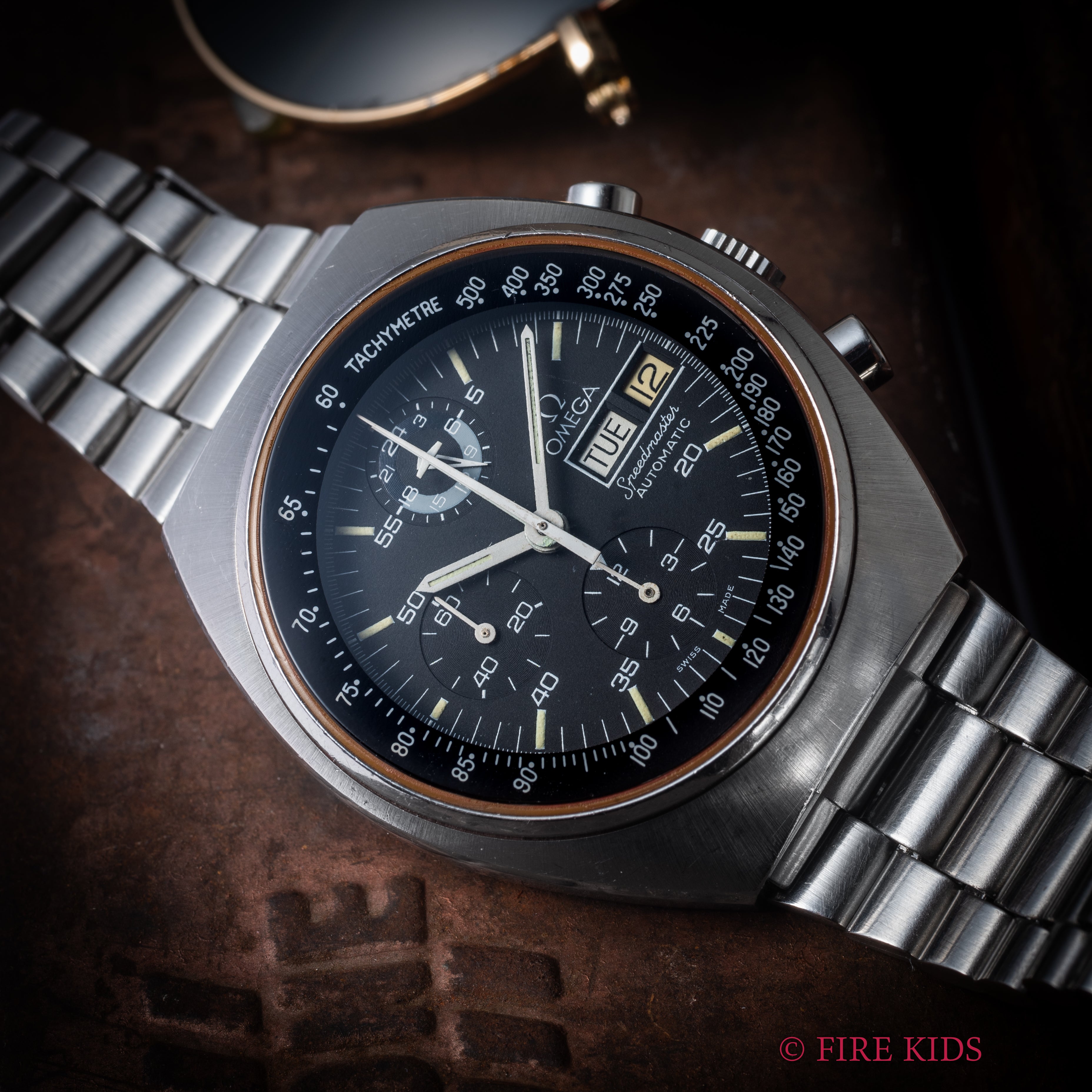 オメガ スピードマスター マーク4.5 1984年製 自動巻きクロノグラフ 純正ステンレスブレス