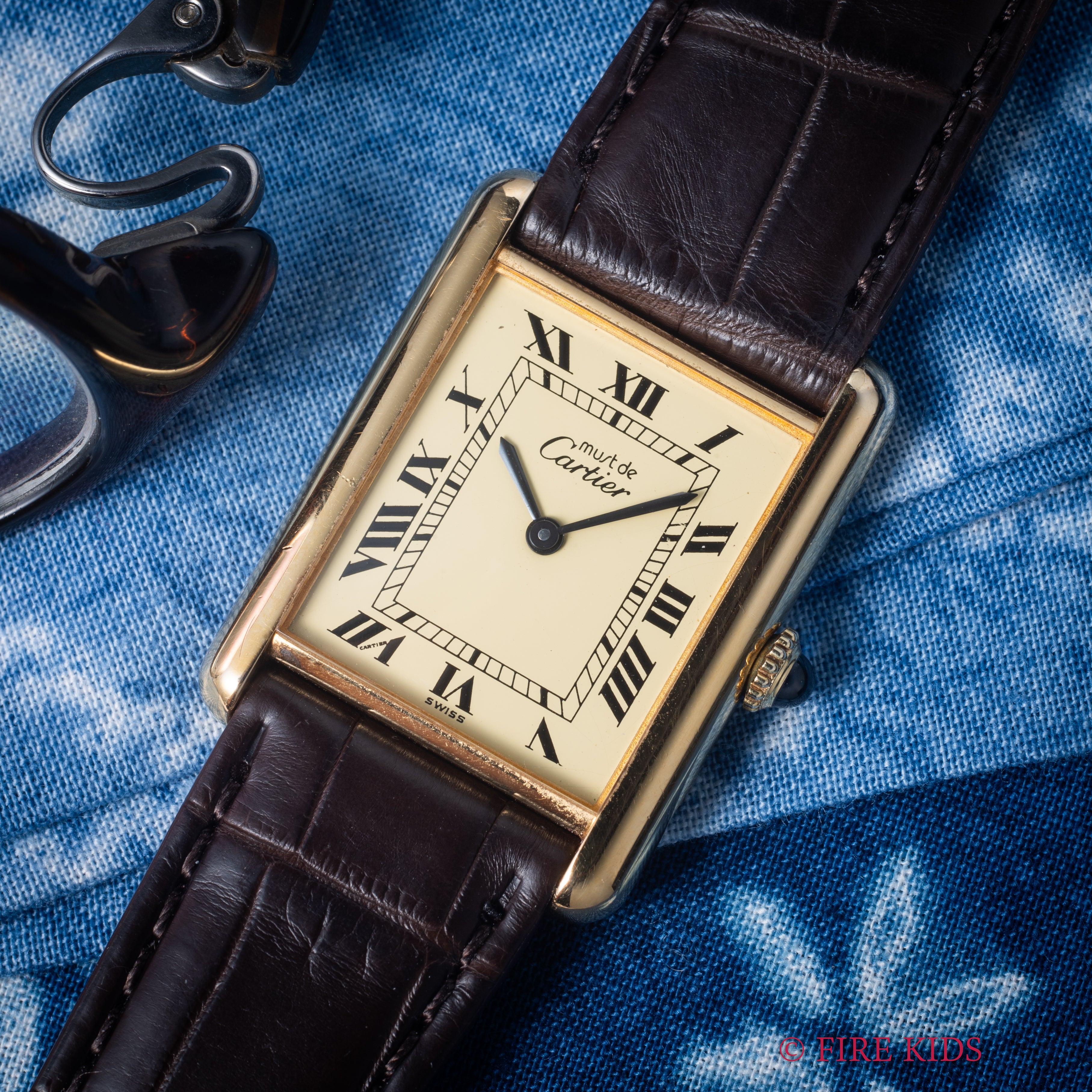 カルティエ マストタンク LMサイズ アイボリーローマン 手巻き 1980年代製 箱・ギャランティー付