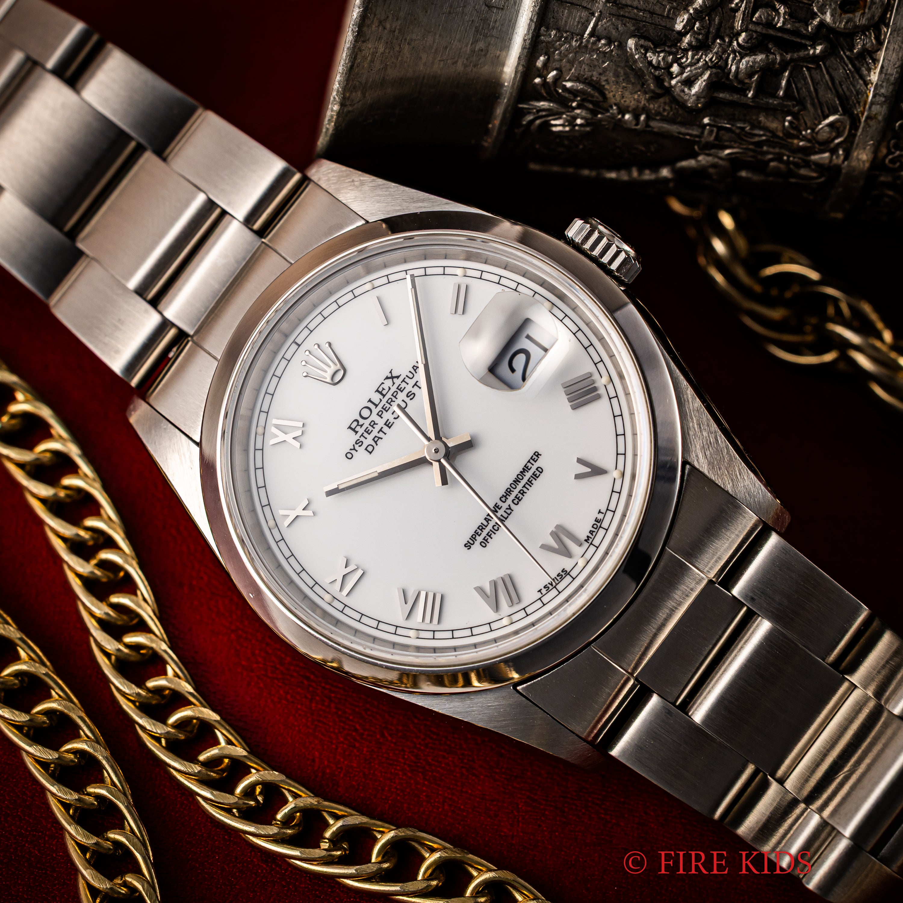 ロレックス デイトジャスト 1996年製 Ref.16200 ホワイトローマンダイヤル 3連オイスターブレス 箱付