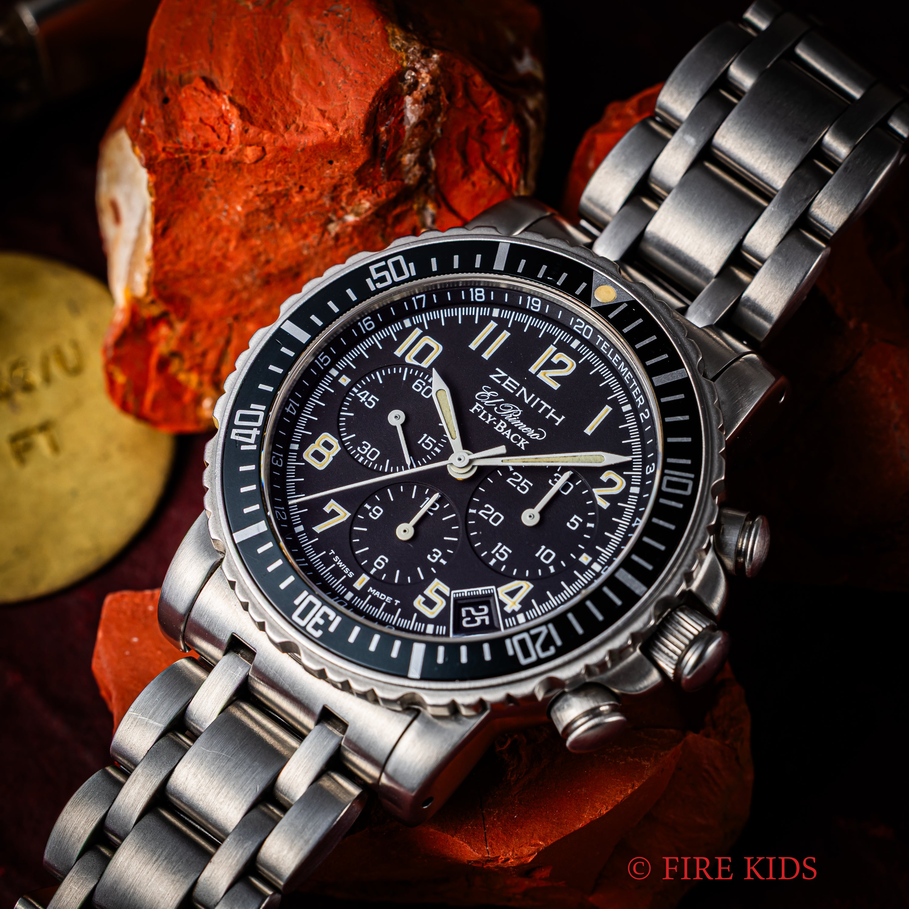 ゼニス エルプリメロ レインボー フライバック 1990年代製 自動巻クロノグラフ Cal.405 純正ブレス