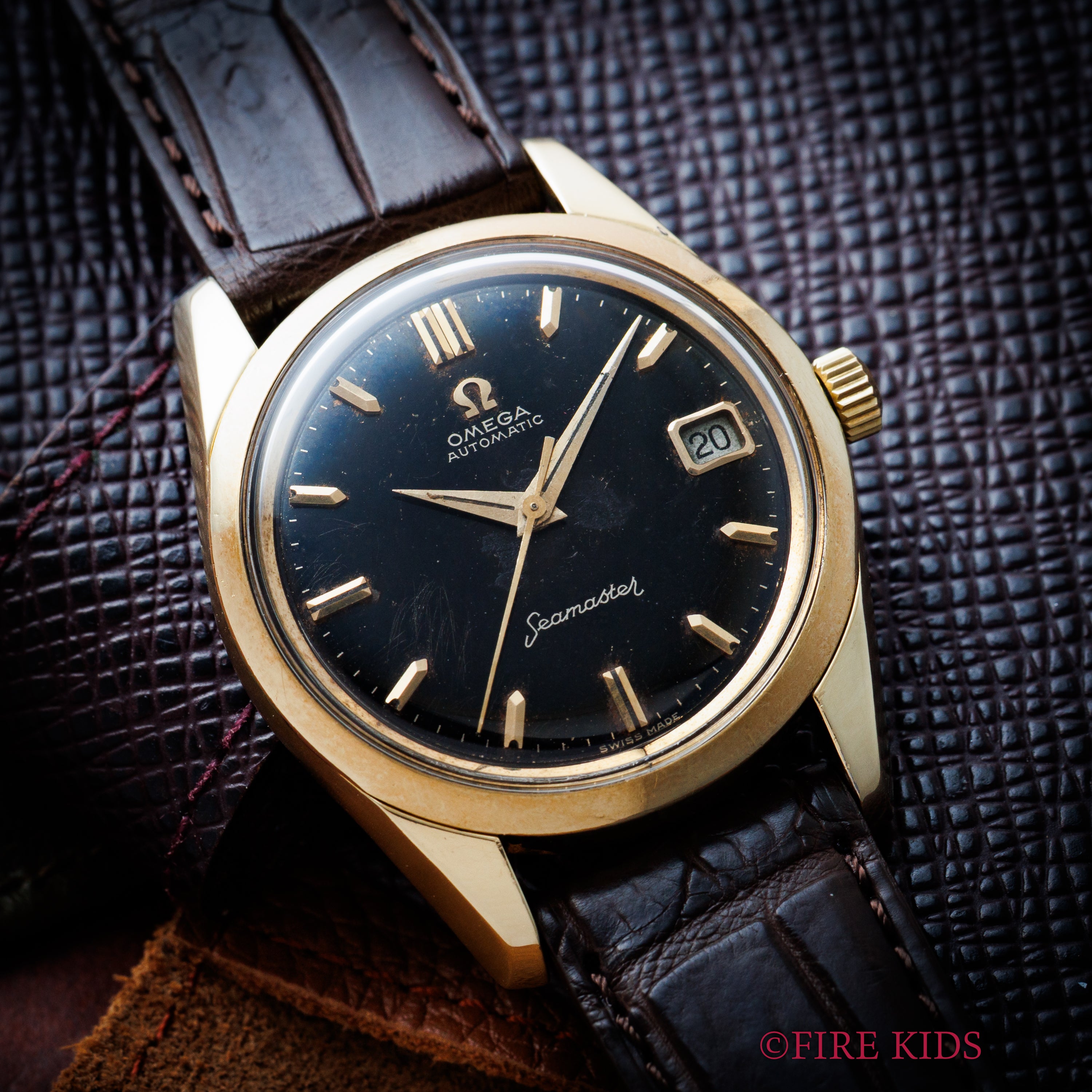 オメガ シーマスター 1962年製 ブラックミラーダイヤルトップゴールドケース Ref.168.024 自動巻