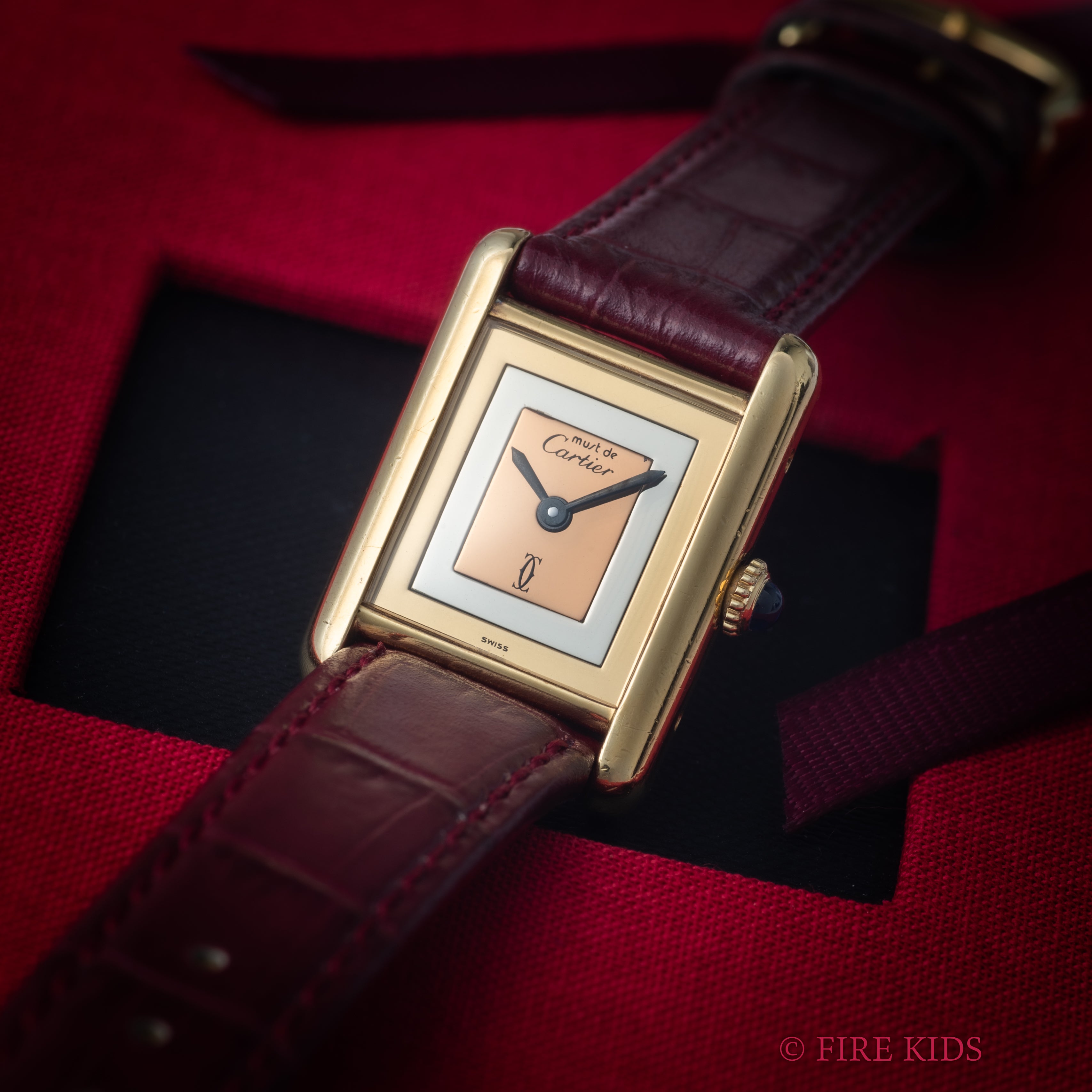 カルティエ マストタンク SMサイズトリニティダイヤル 1980年代製 1983年販売ギャランティー付き 手巻き