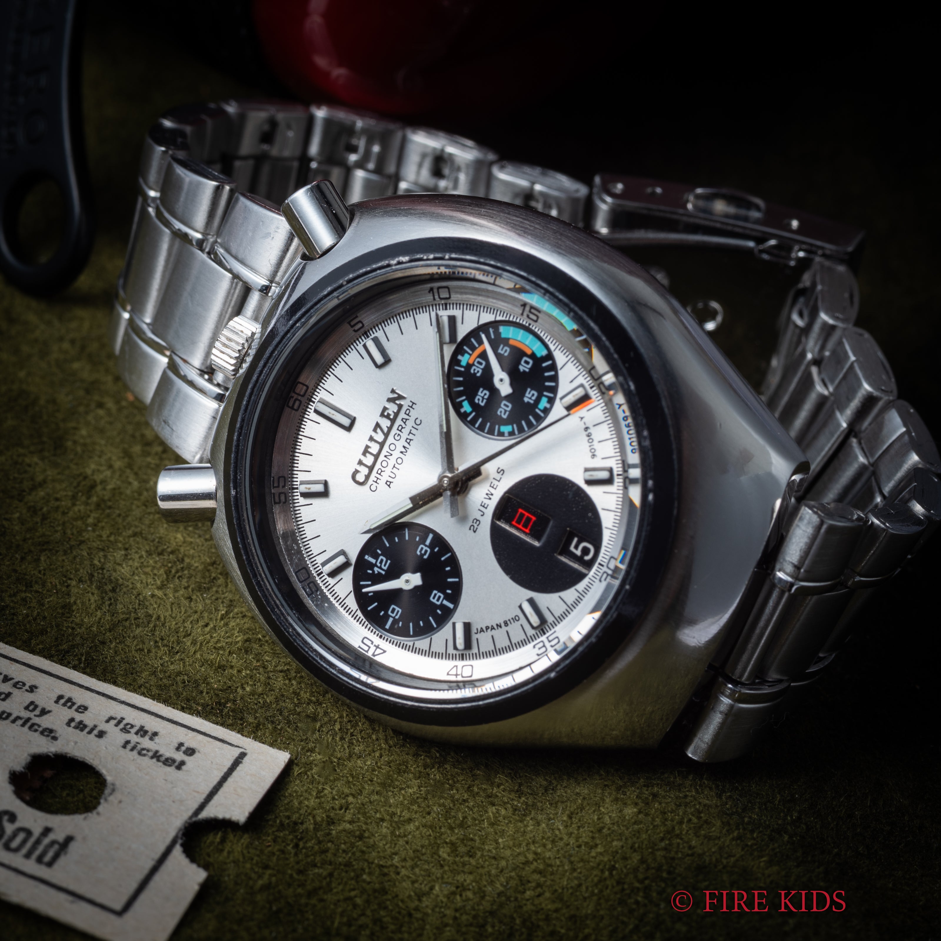 シチズン ツノクロノ チャレンジタイマー 1973年製 自動巻きクロノグラフ 社外ブレス