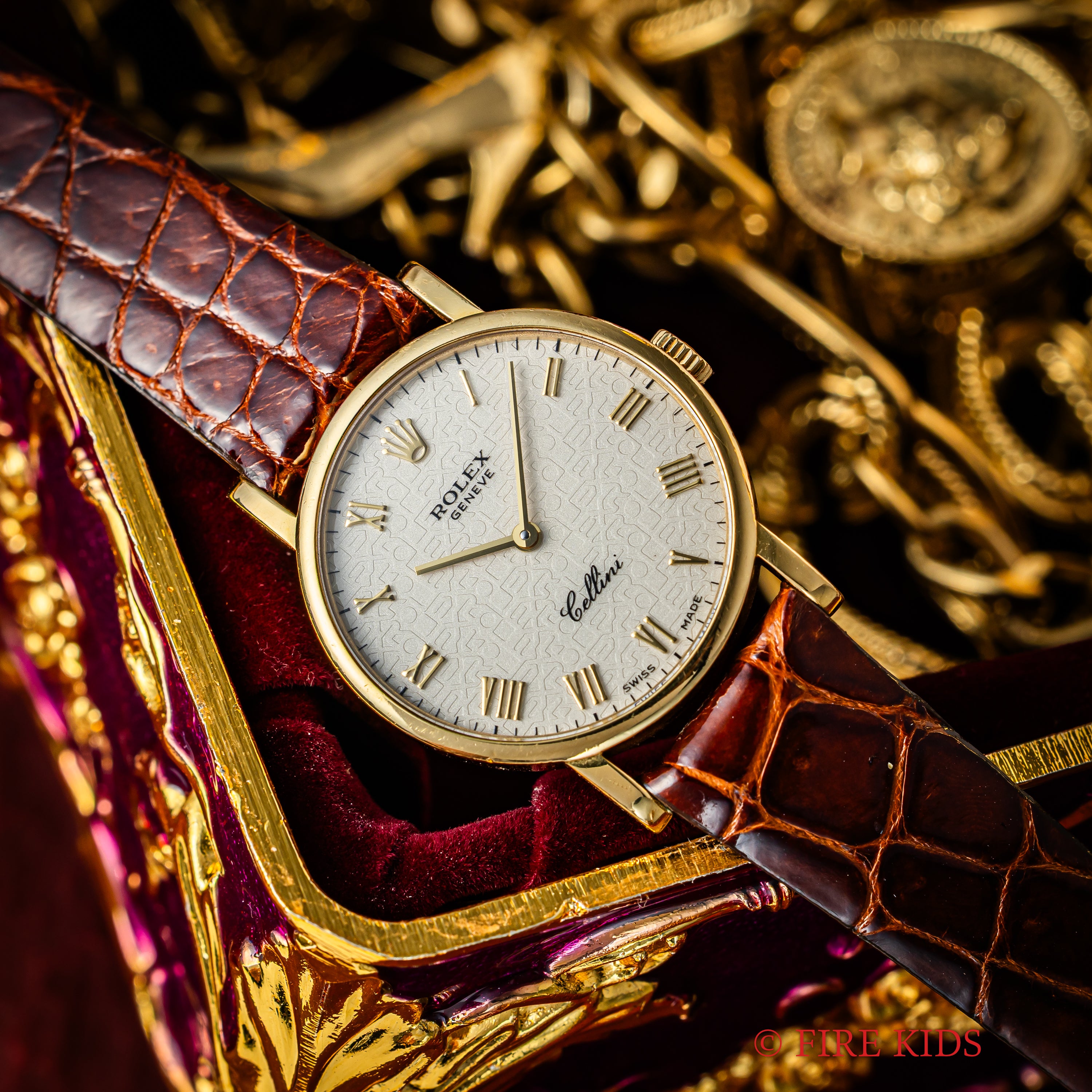 ロレックス レディース18金無垢チェリーニ ホワイトローマンダイヤル 1994~95年製 Ref.5109 純正尾錠付