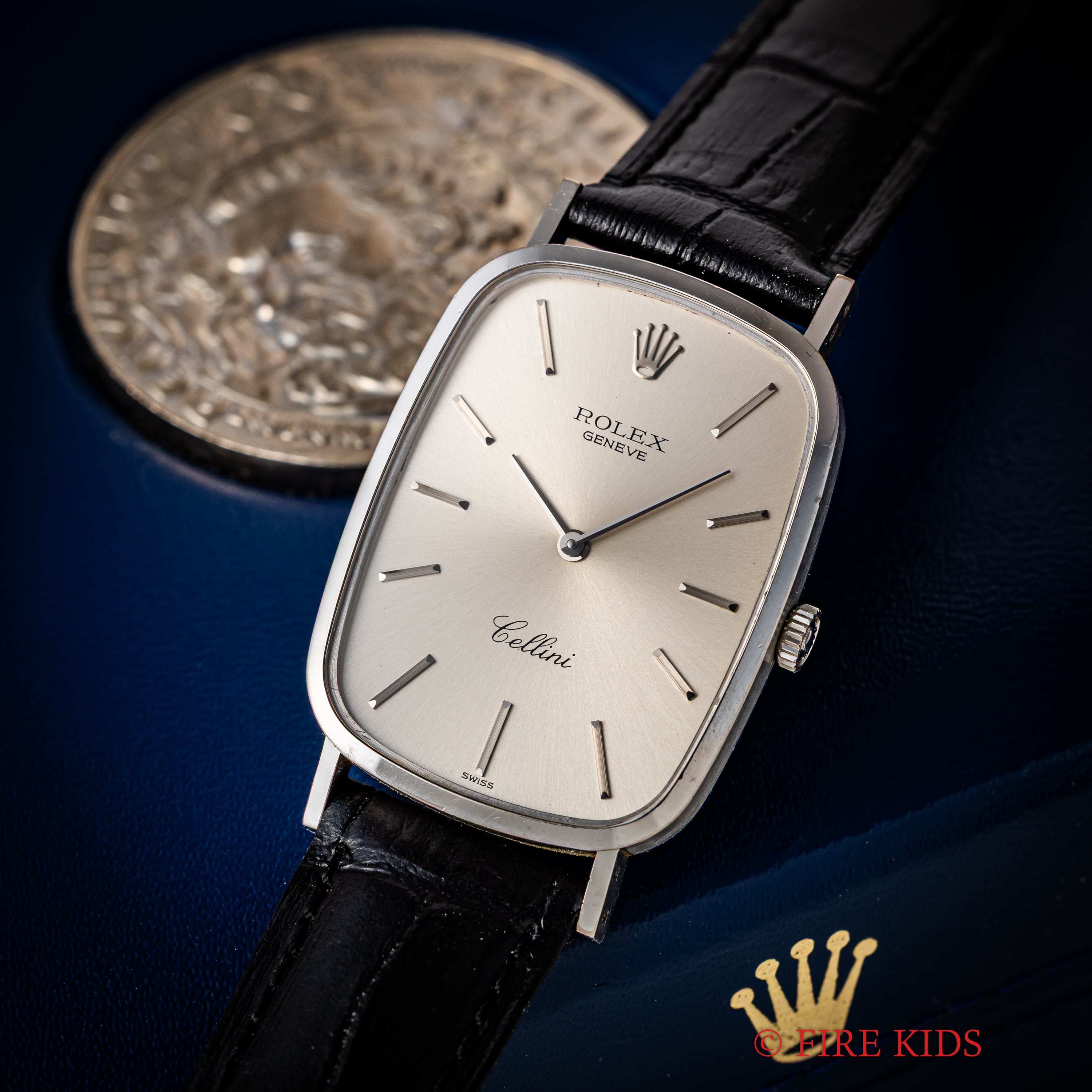 ロレックス チェリーニ 18金無垢ホワイトゴールド 1974年製 シルバーダイヤル Ref.4113 王冠尾錠 箱ギャラ付